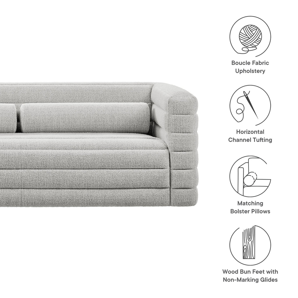 Relle Channel Tufted Boucle Upholstered sofá