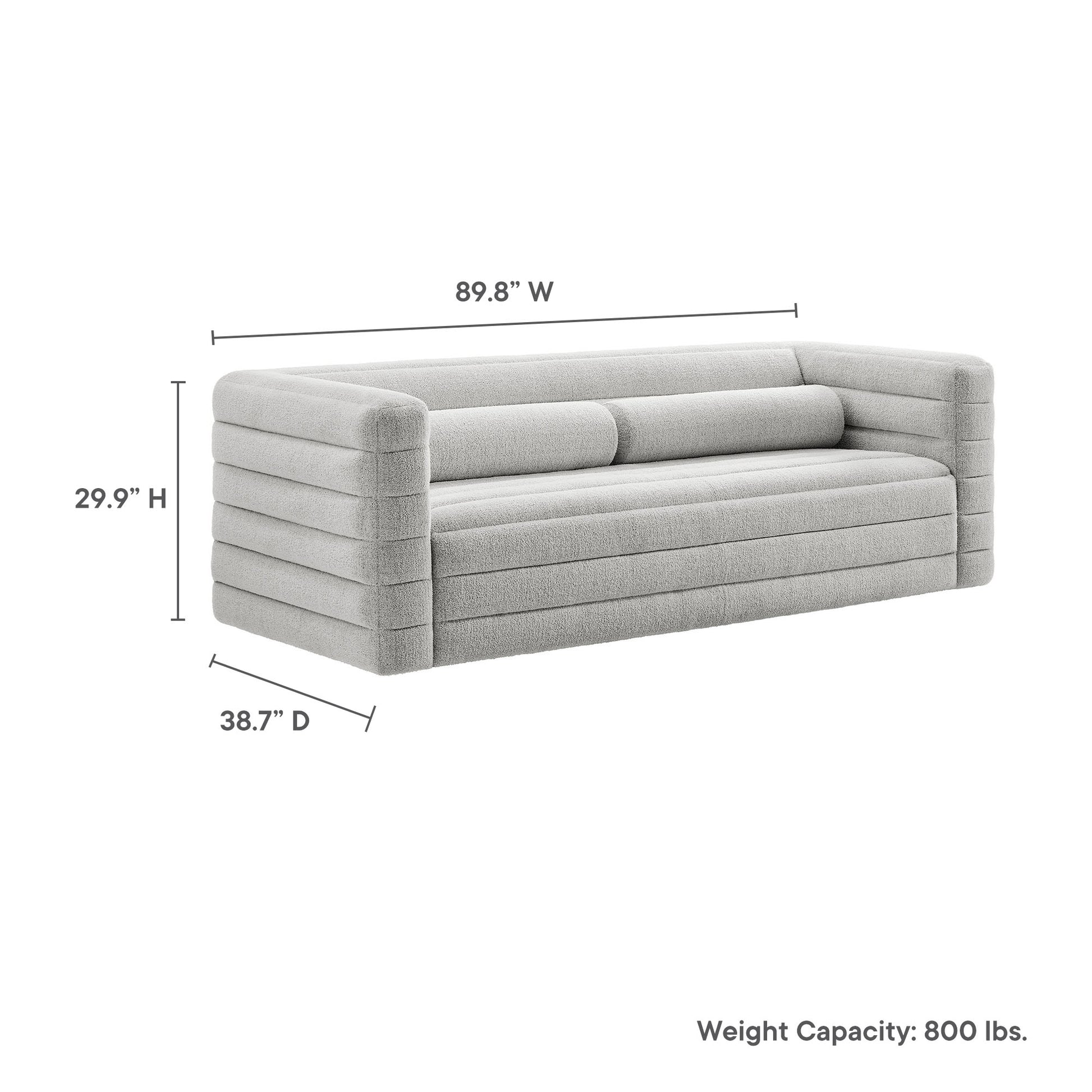 Relle Channel Tufted Boucle Upholstered sofá