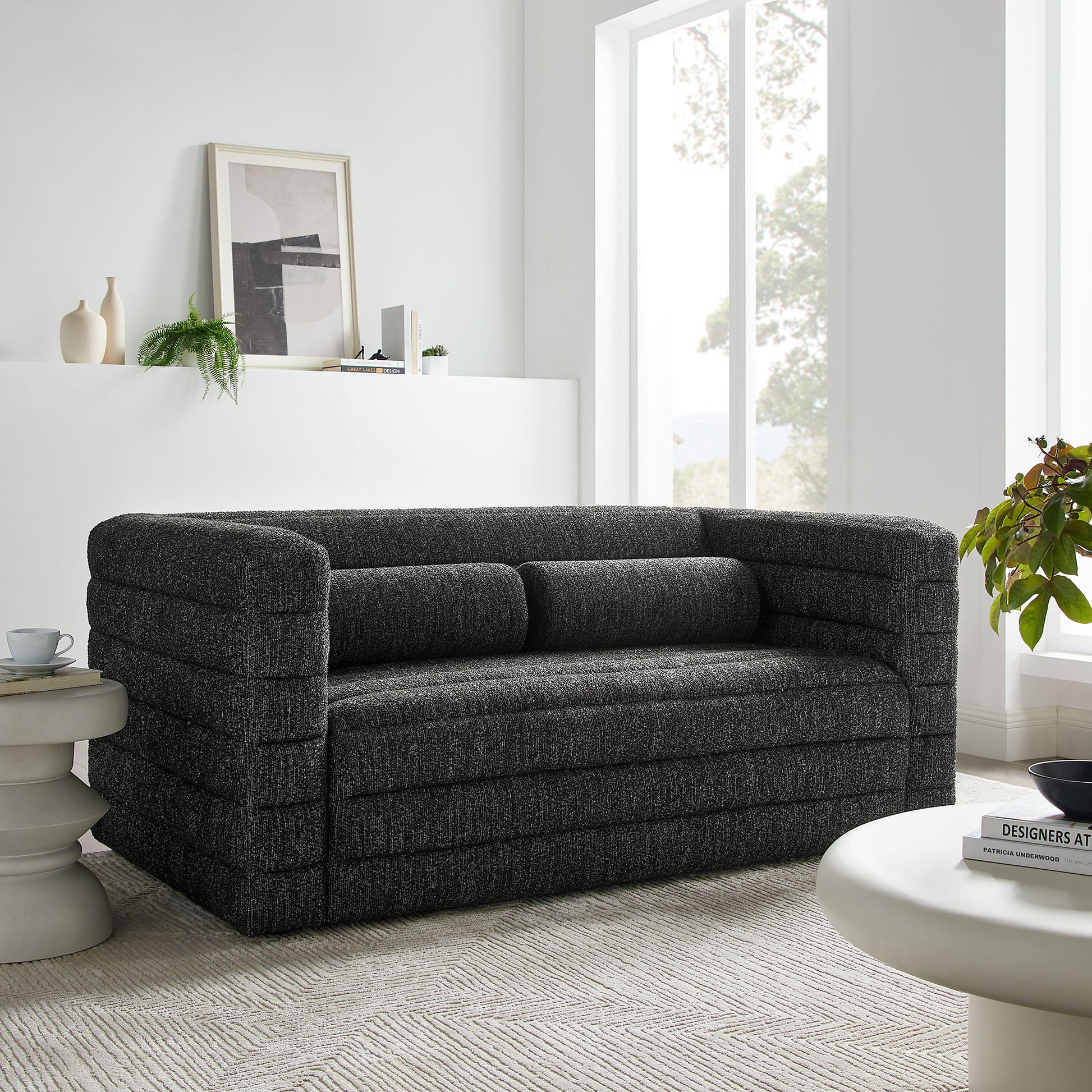 Relle Channel Tufted Boucle Upholstered loveseat