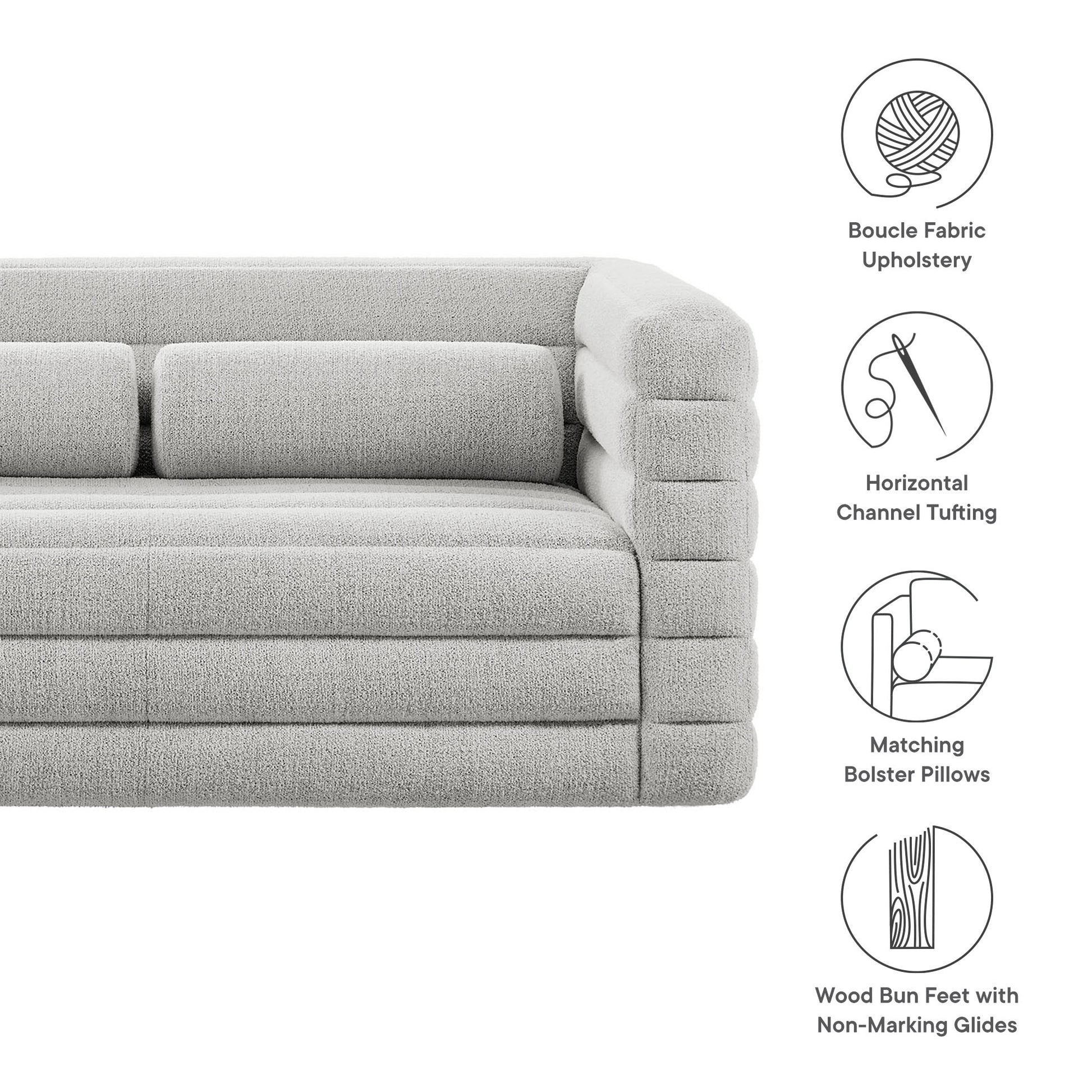 Relle Channel Tufted Boucle Upholstered loveseat