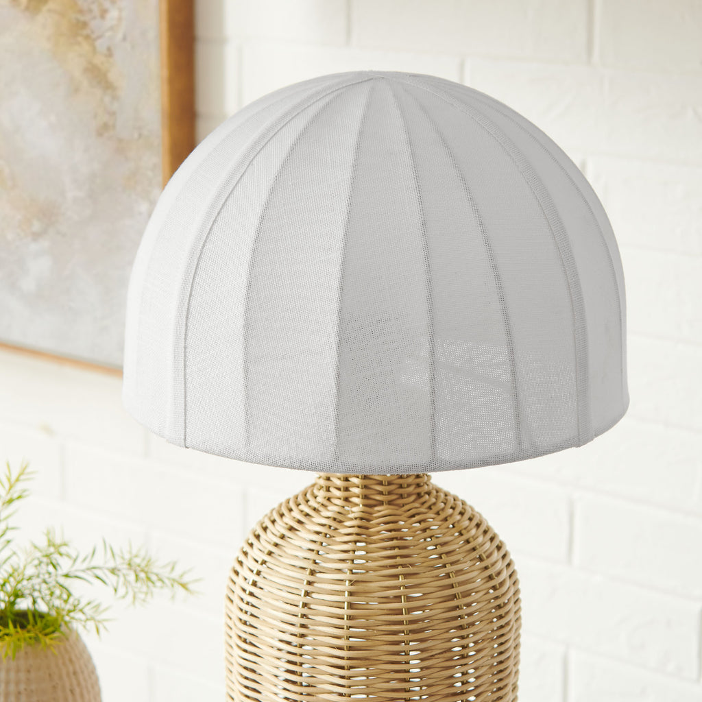 Santo Rattan mesa Lamp With Dome Shade