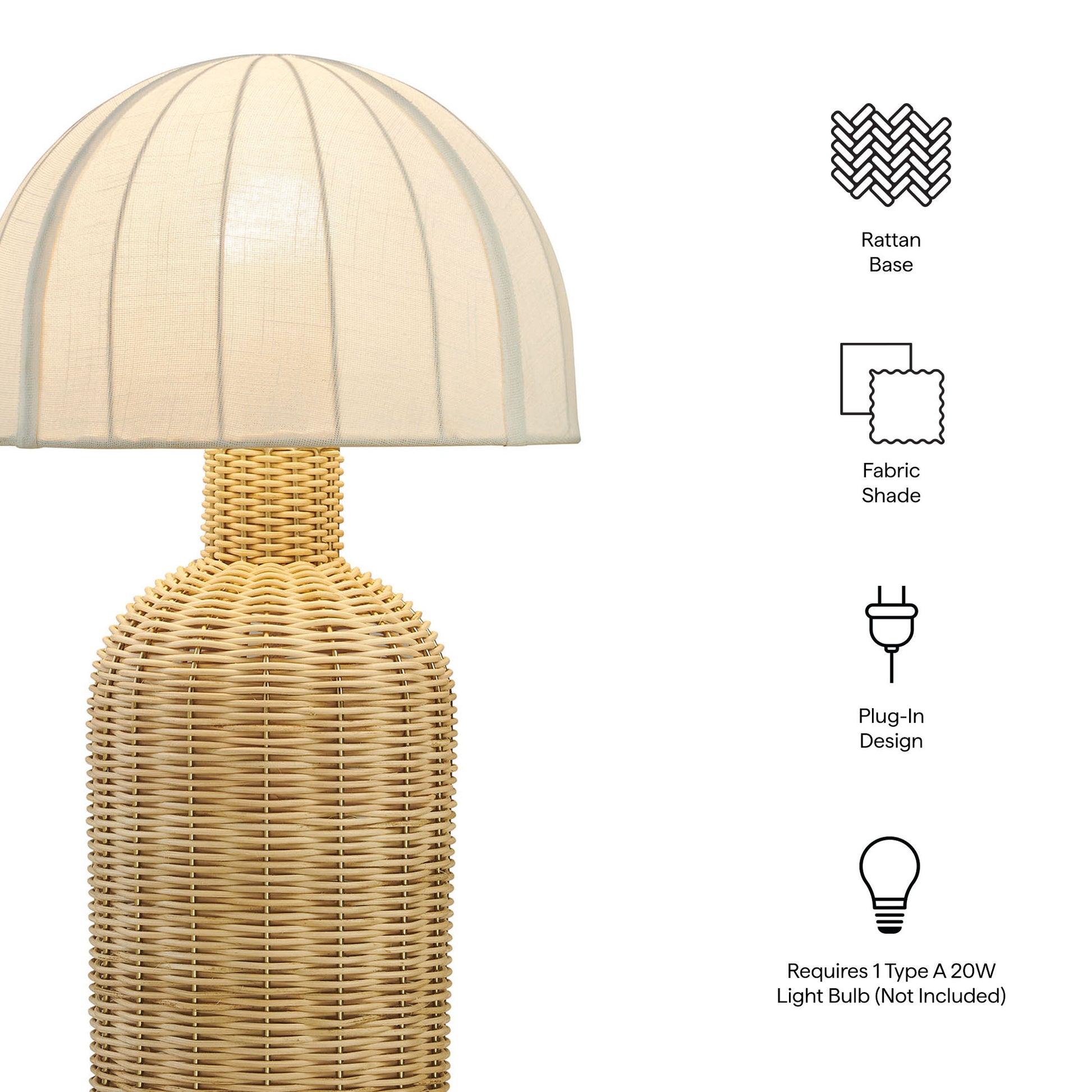 Santo Rattan mesa Lamp With Dome Shade