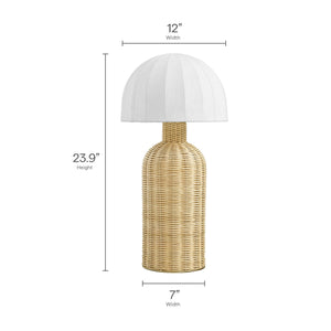 Santo Rattan mesa Lamp With Dome Shade