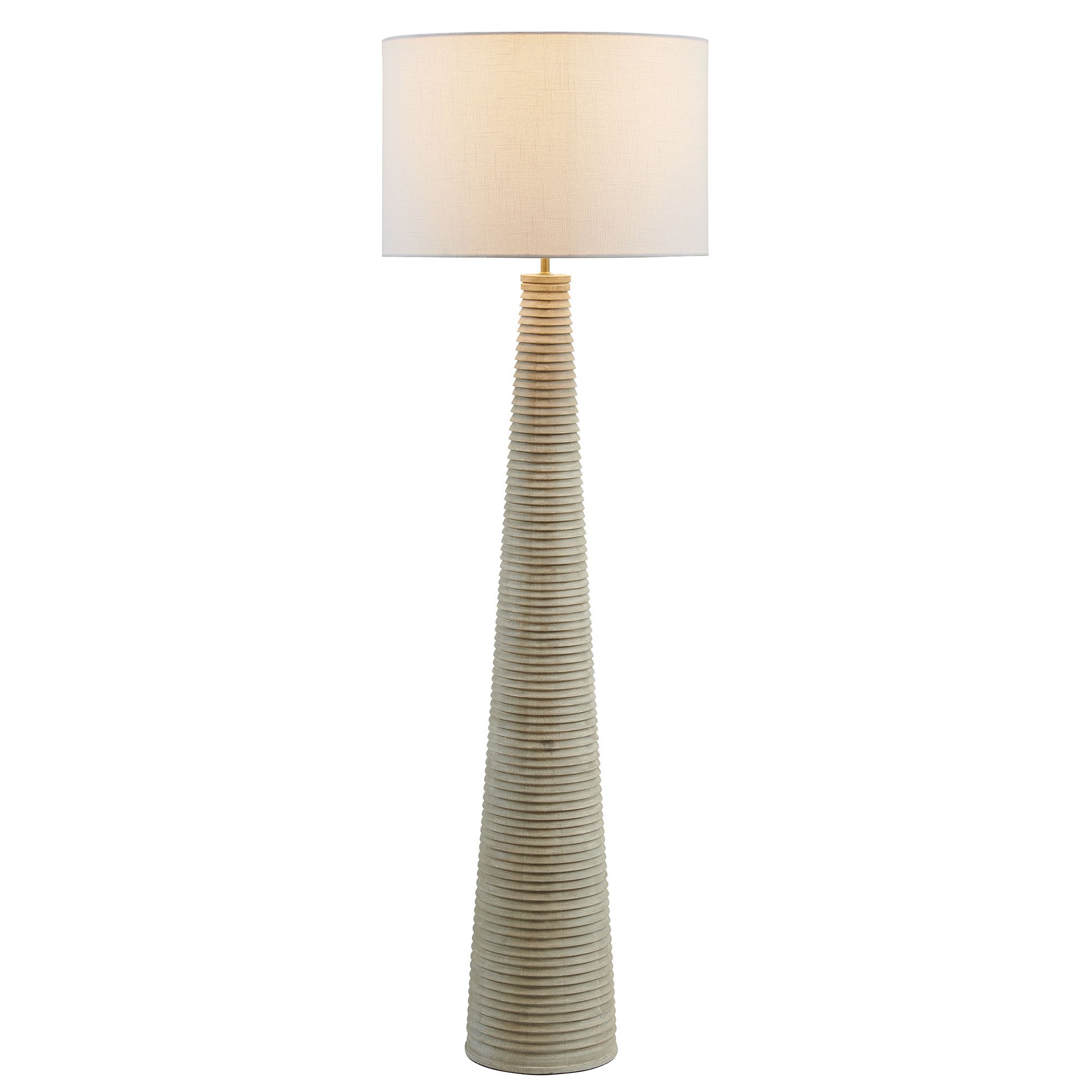 Saylor Carved Ribbed Wood Floor Lamp With Drum Shade