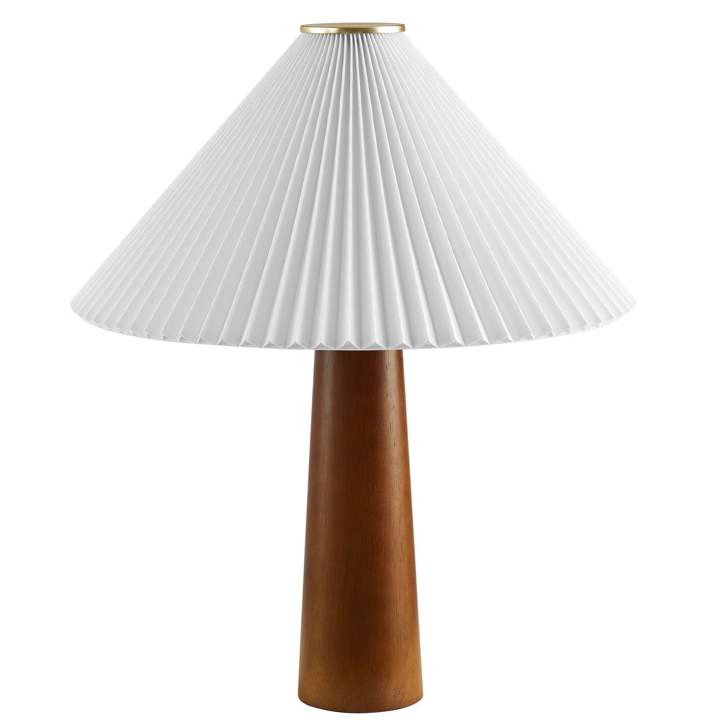 Jessica Wooden Base mesa Lamp With Pleated Fabric Shade