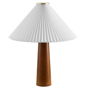 Jessica Wooden Base mesa Lamp With Pleated Fabric Shade