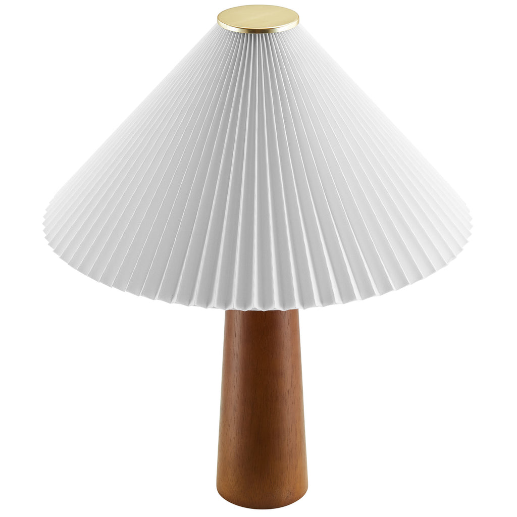 Jessica Wooden Base mesa Lamp With Pleated Fabric Shade