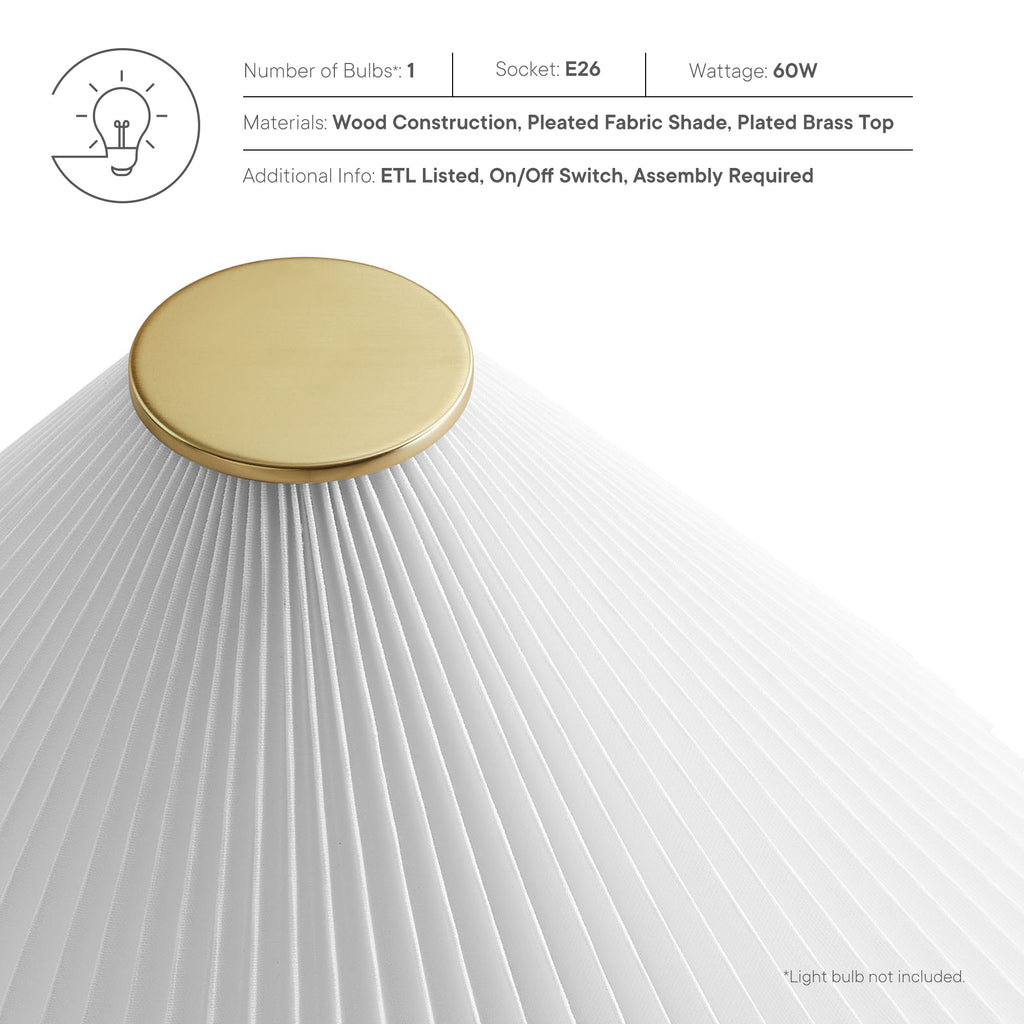 Jessica Wooden Base mesa Lamp With Pleated Fabric Shade