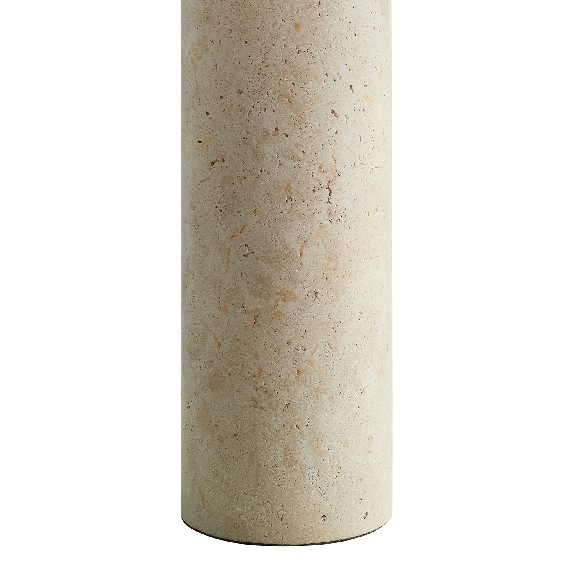 Zenith Travertine mesa Lamp With Fabric Drum Shade