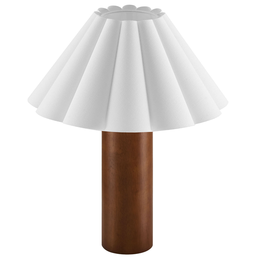 Flora Wood mesa Lamp With Pleated Petal Shade