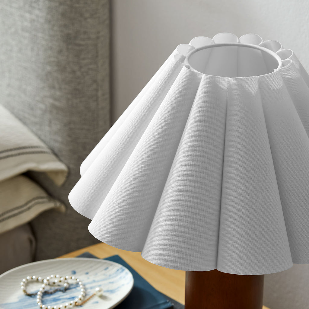 Flora Wood mesa Lamp With Pleated Petal Shade