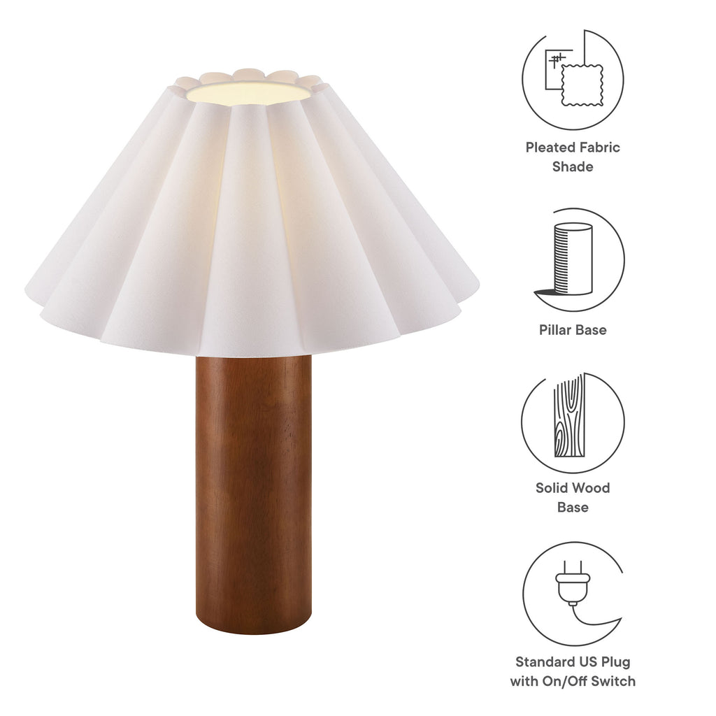 Flora Wood mesa Lamp With Pleated Petal Shade