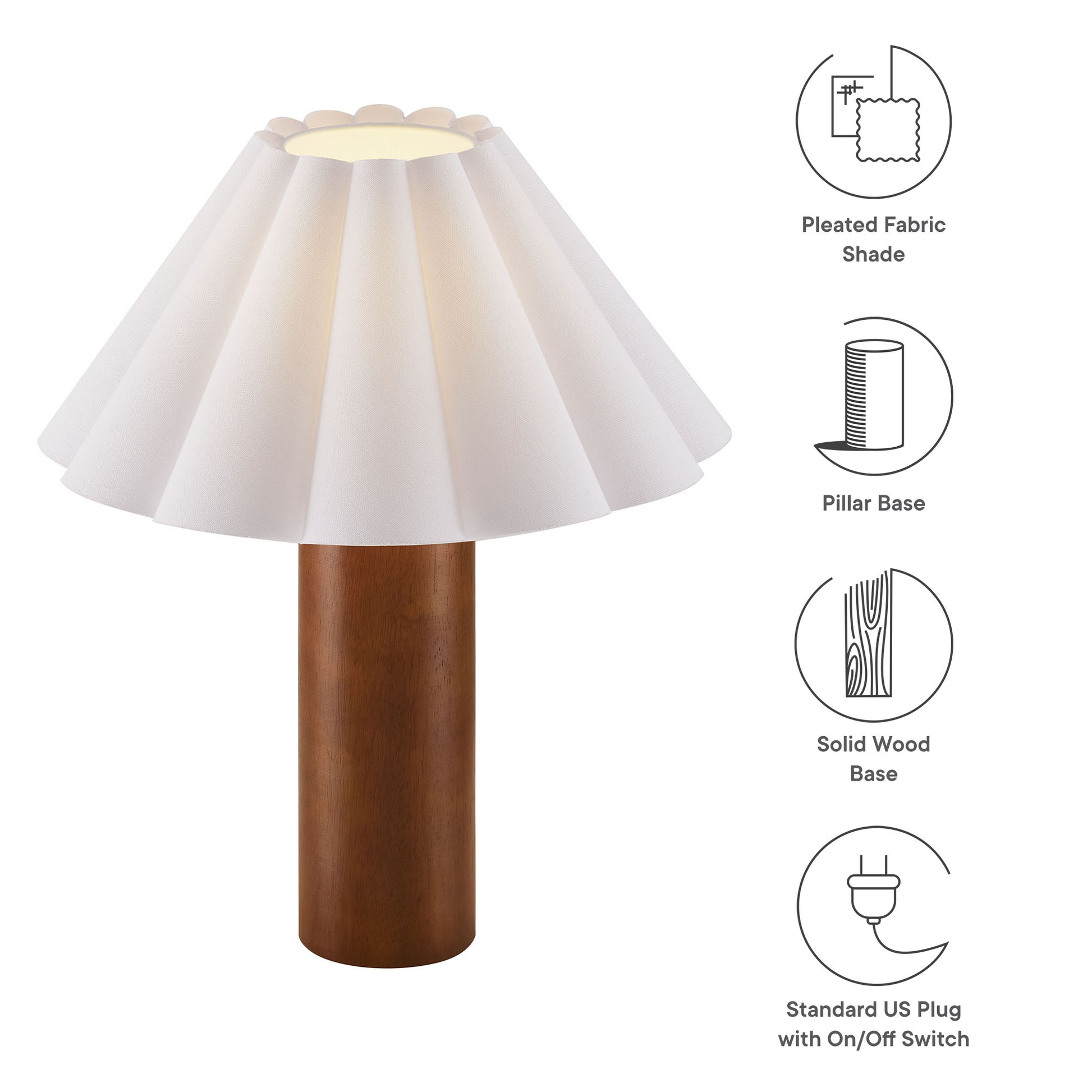 Flora Wood mesa Lamp With Pleated Petal Shade