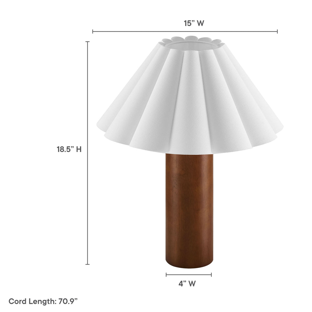 Flora Wood mesa Lamp With Pleated Petal Shade