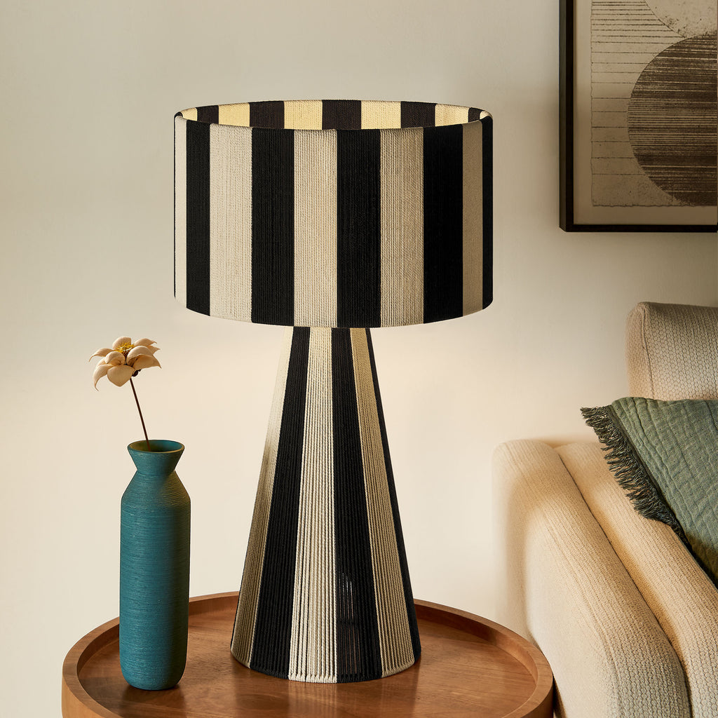 Renae Handwoven Cotton Thread Striped mesa Lamp