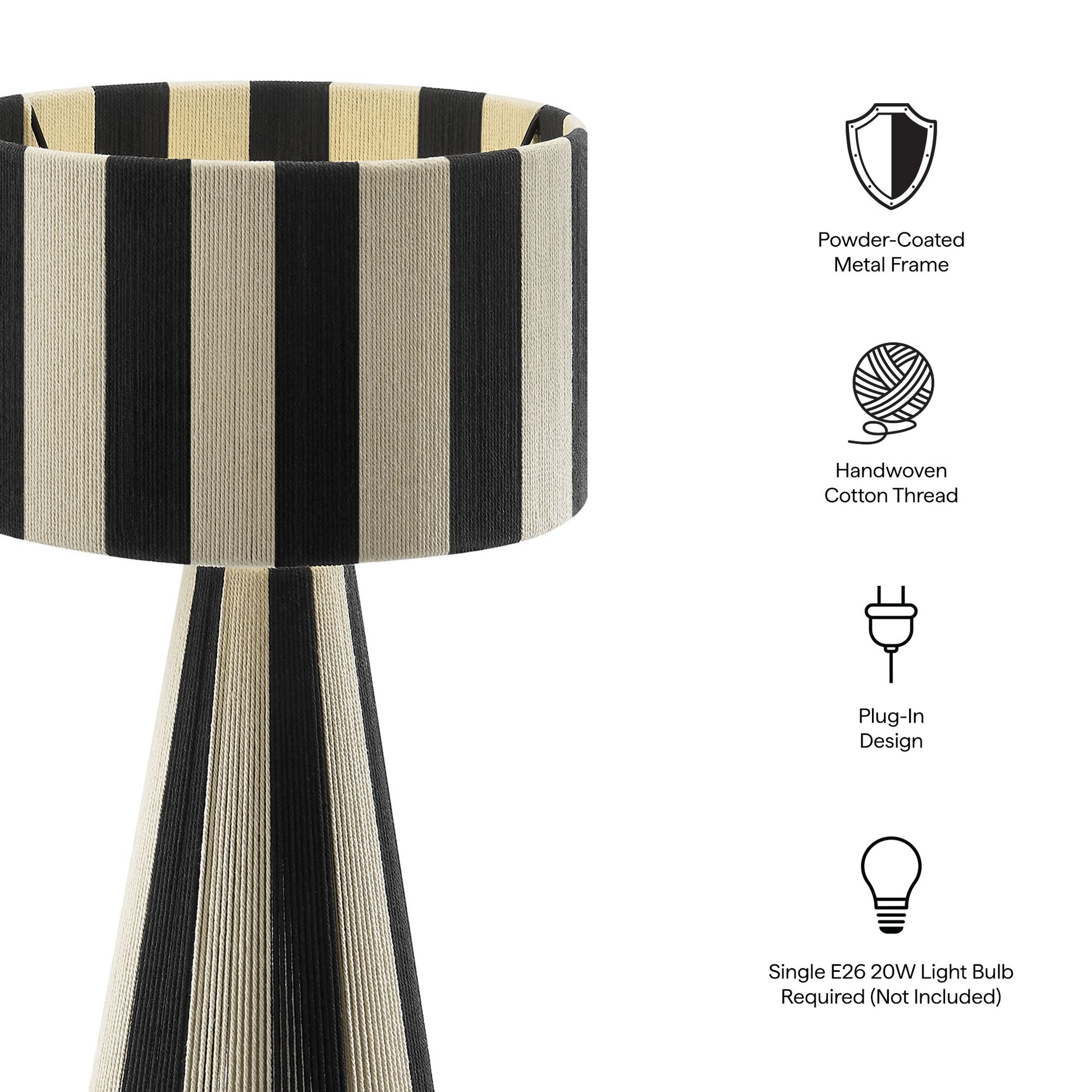 Renae Handwoven Cotton Thread Striped mesa Lamp
