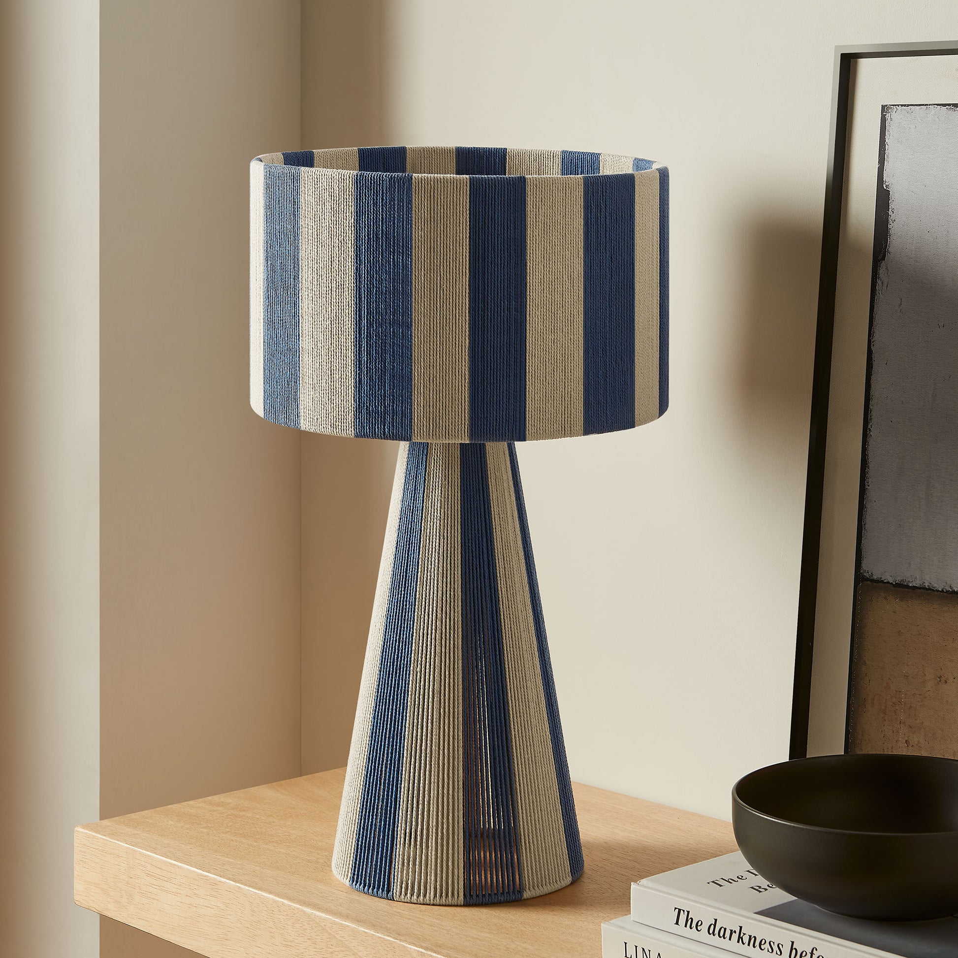 Renae Handwoven Cotton Thread Striped mesa Lamp