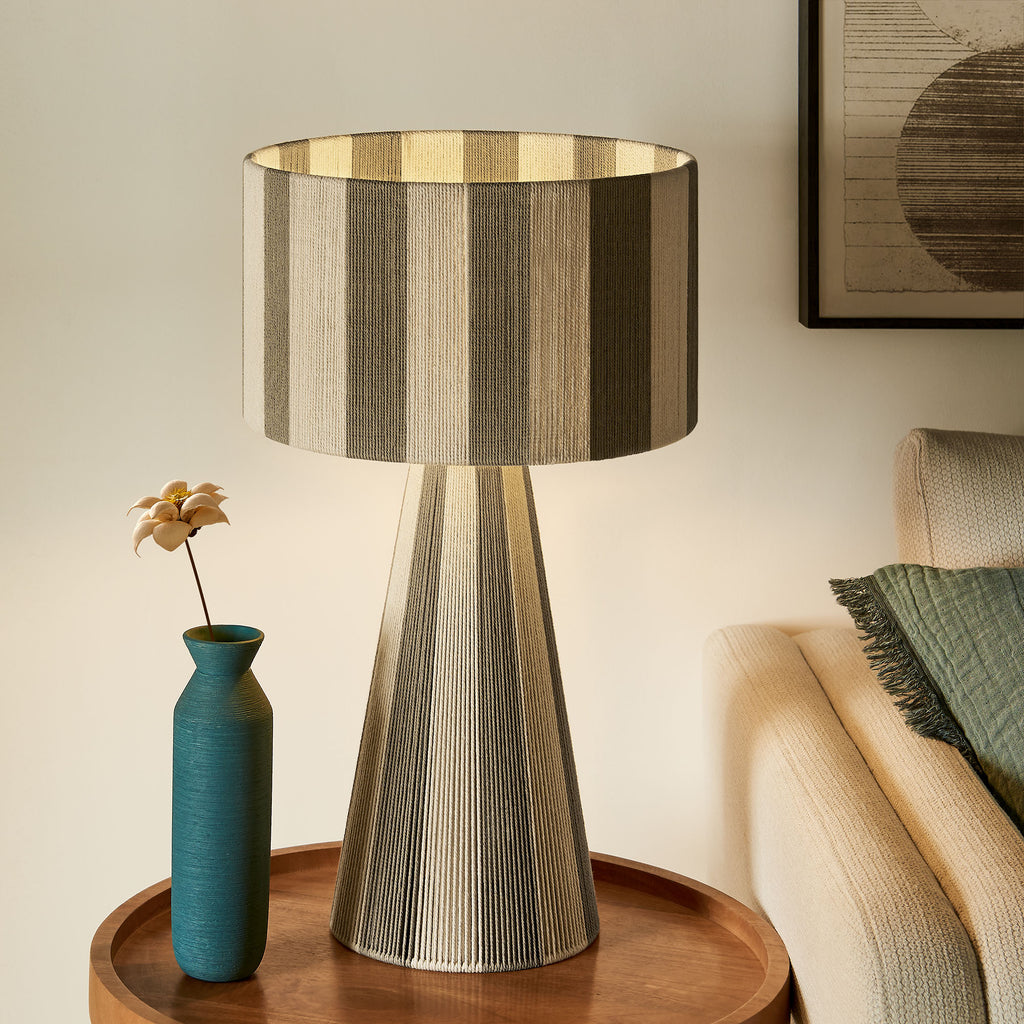Renae Handwoven Cotton Thread Striped mesa Lamp