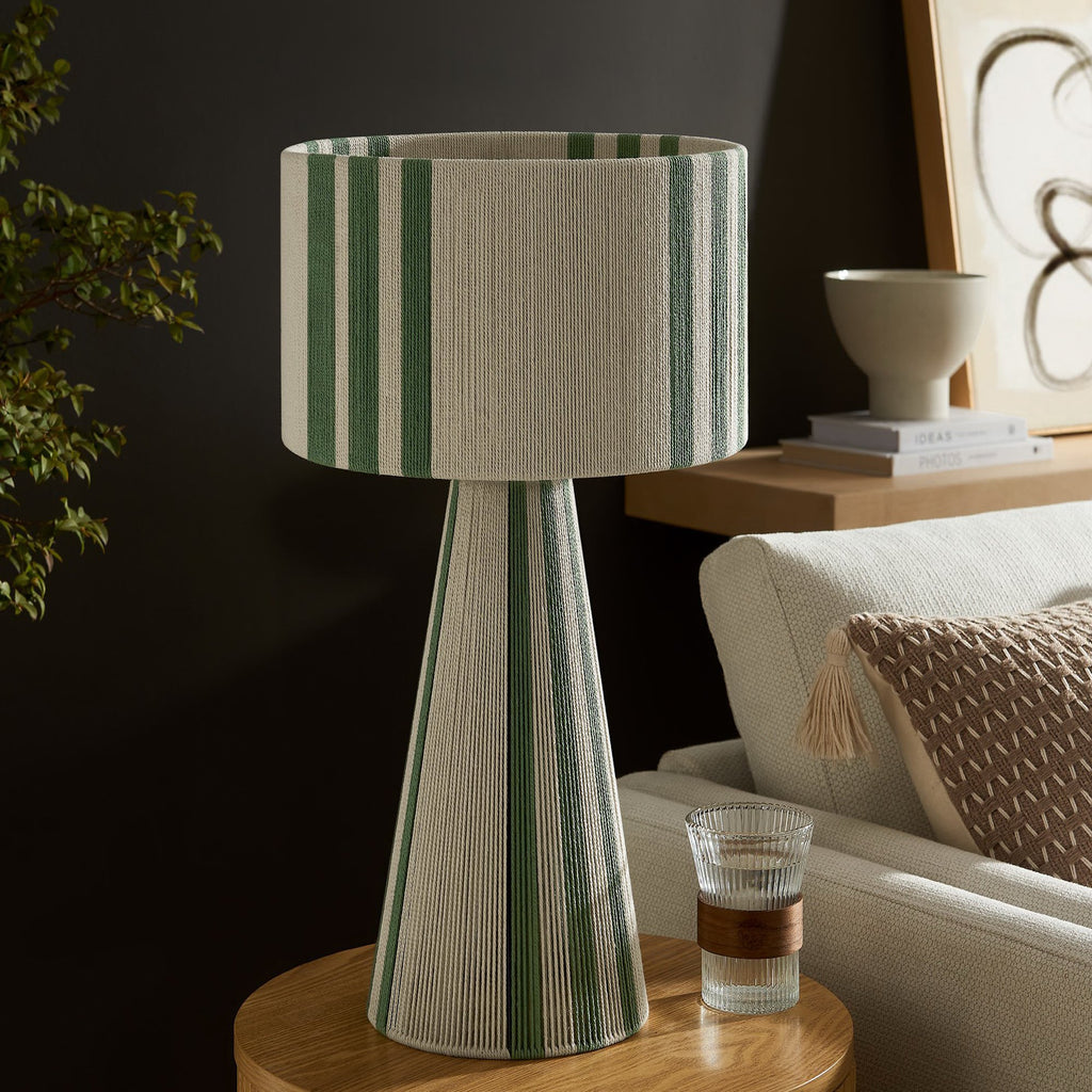 Gia Handwoven Cotton Thread Striped or Plain mesa Lamp