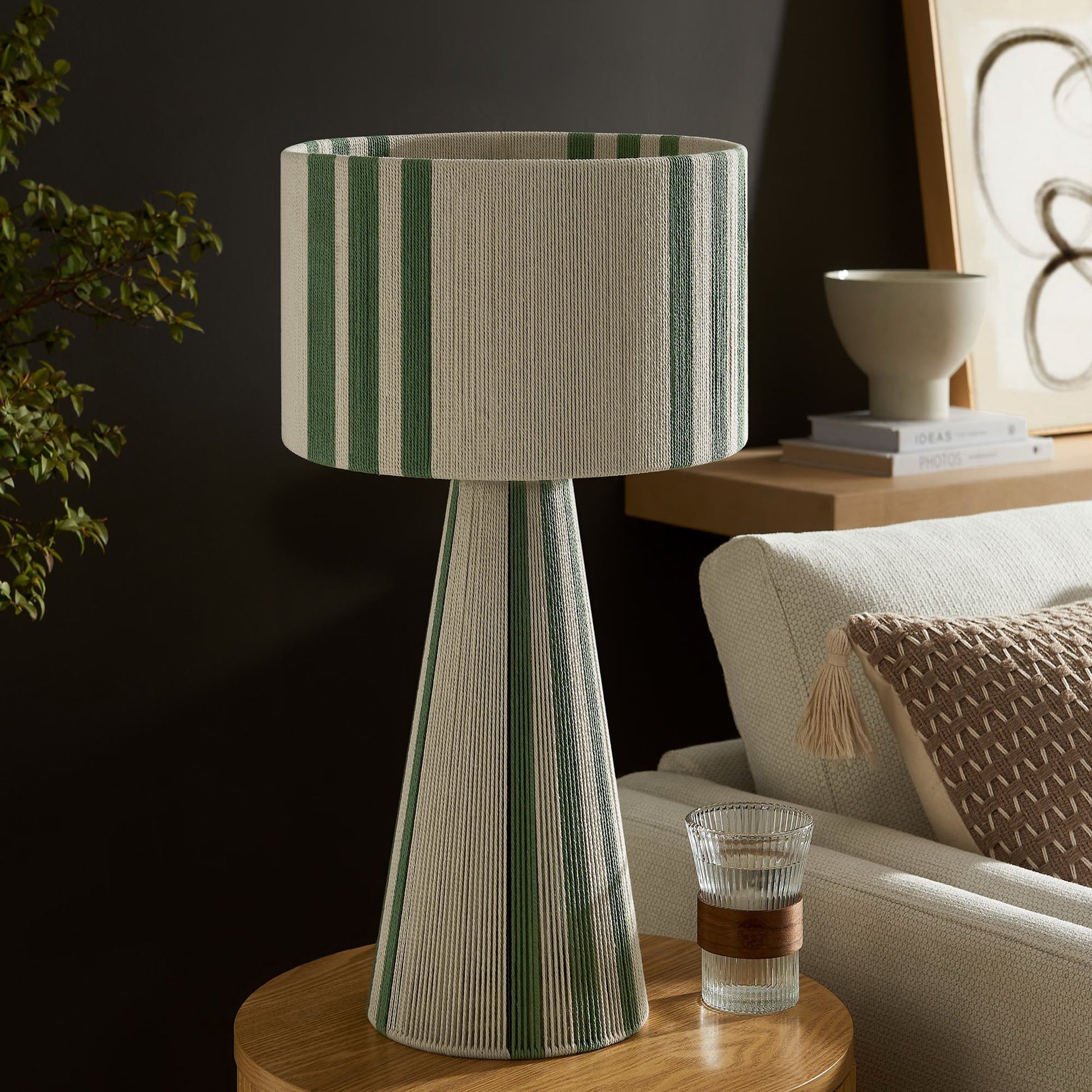 Gia Handwoven Cotton Thread Striped or Plain mesa Lamp