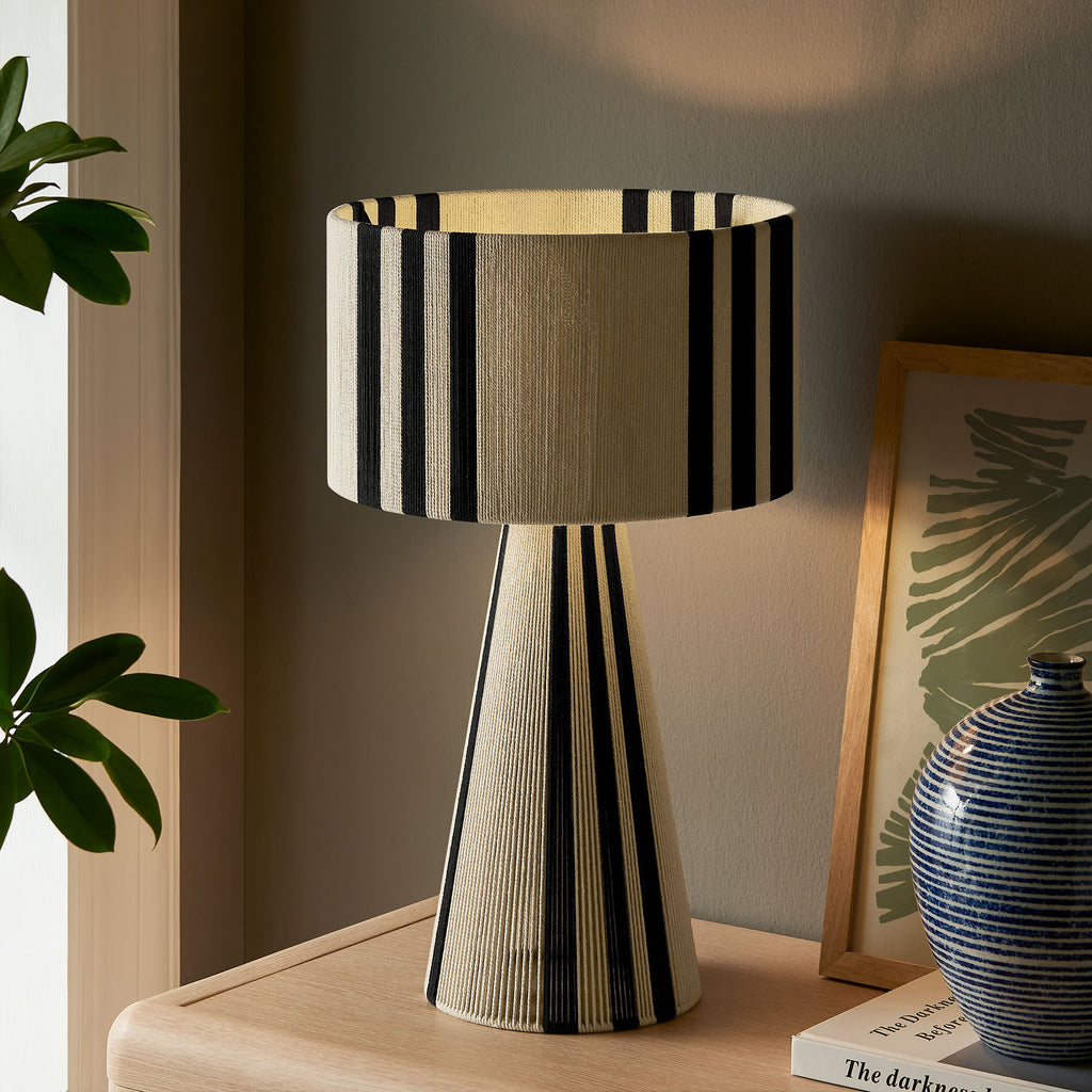 Gia Handwoven Cotton Thread Striped or Plain mesa Lamp