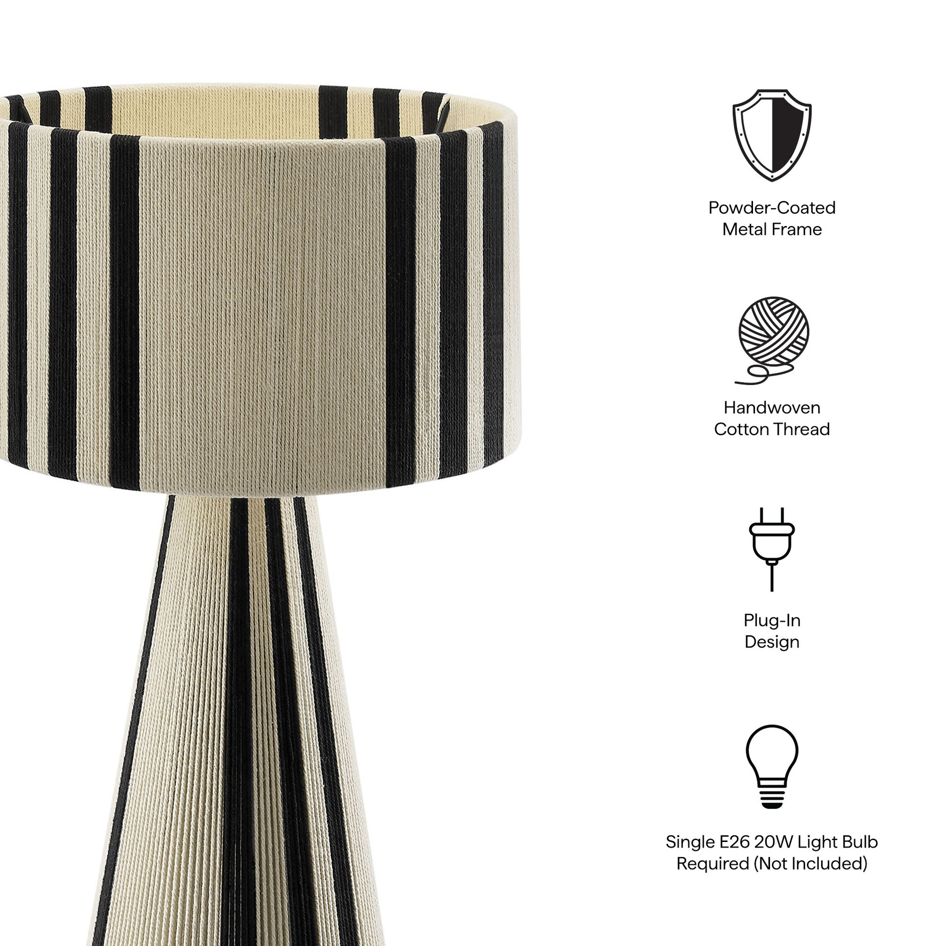 Gia Handwoven Cotton Thread Striped or Plain mesa Lamp