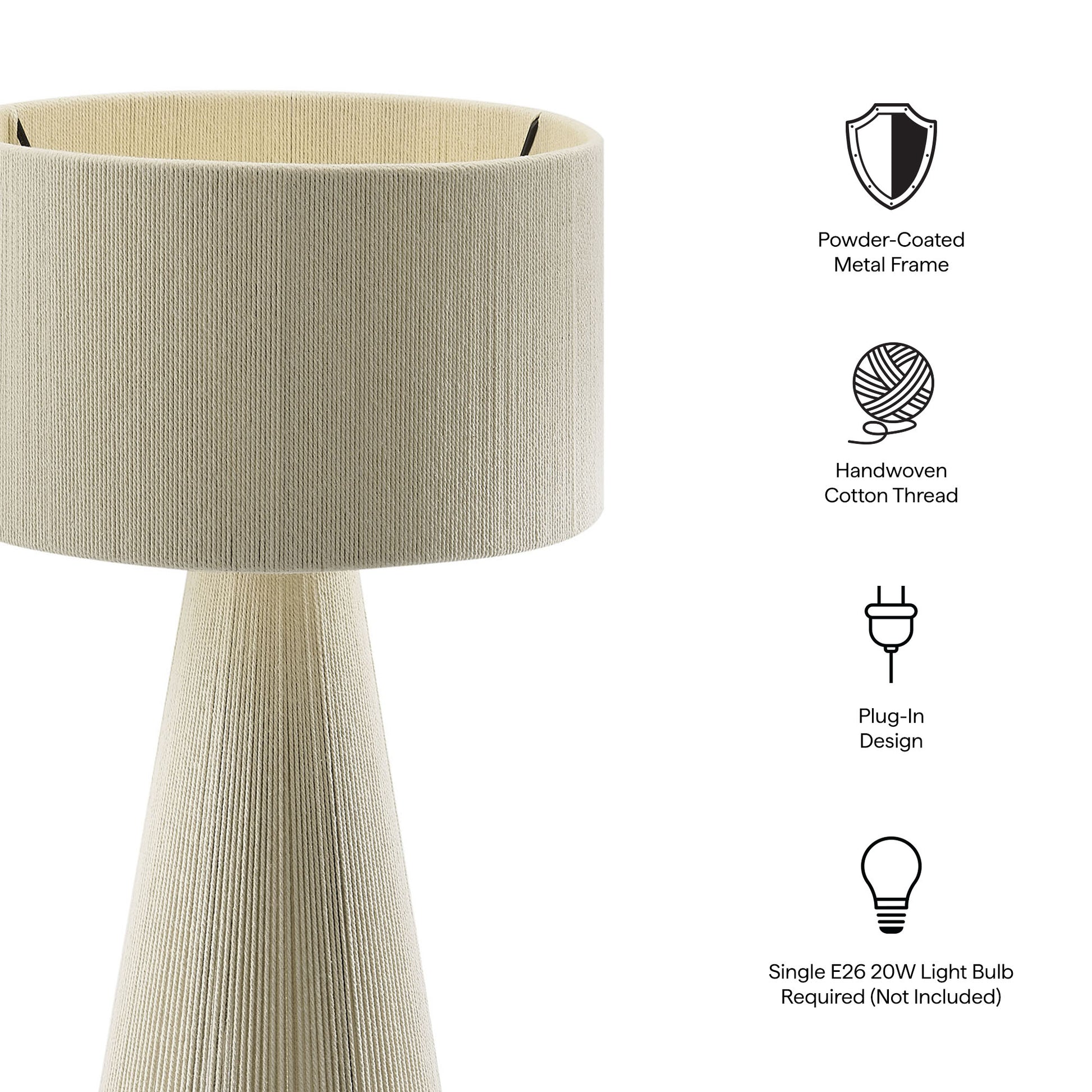 Gia Handwoven Cotton Thread Striped or Plain mesa Lamp