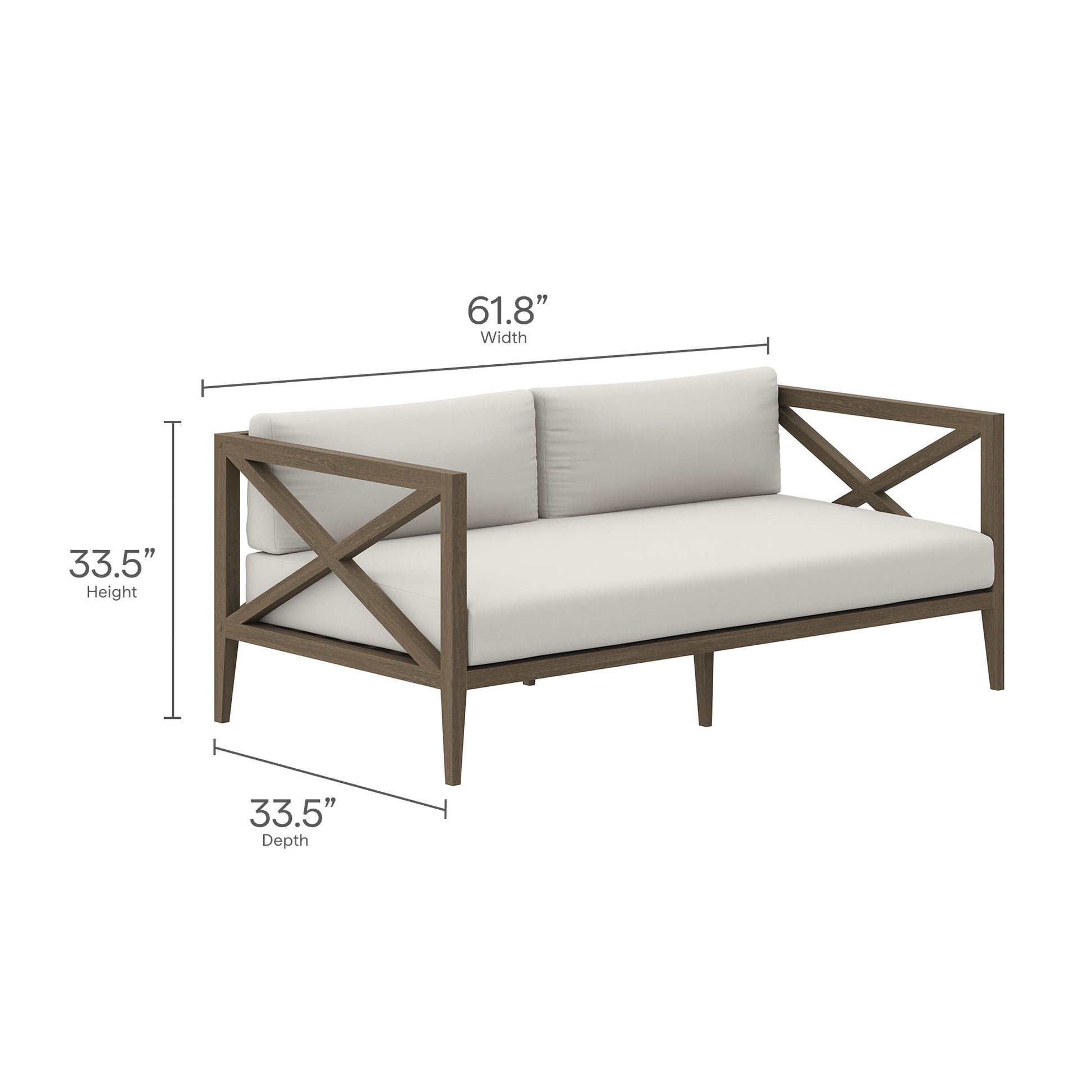 Northlake Outdoor Patio Teak Wood loveseat and Ottoman Set
