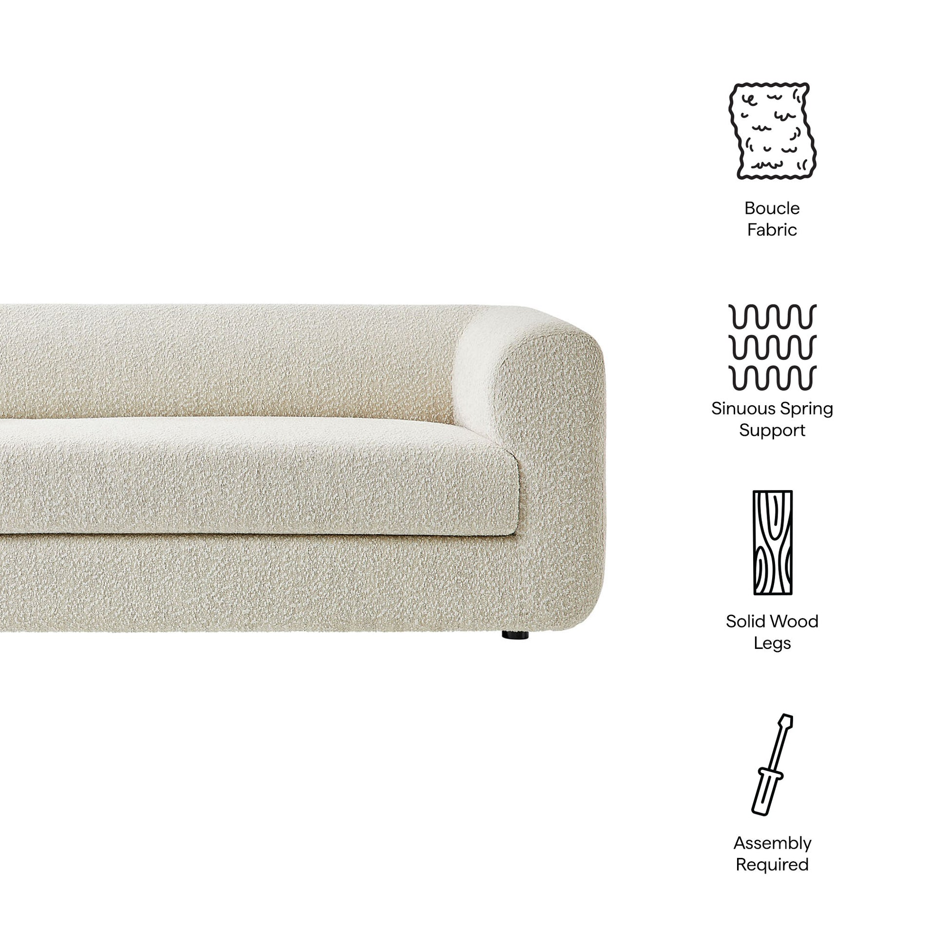 Leif 89" Boucle Upholstered sofá