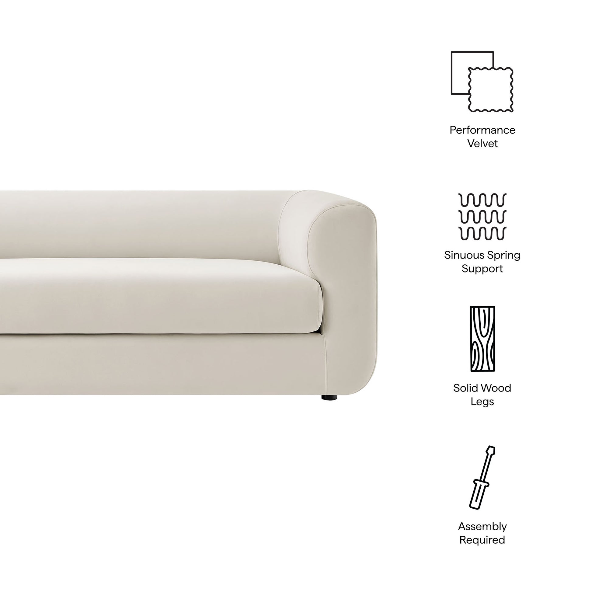 Leif 89" Performance Velvet Upholstered sofá