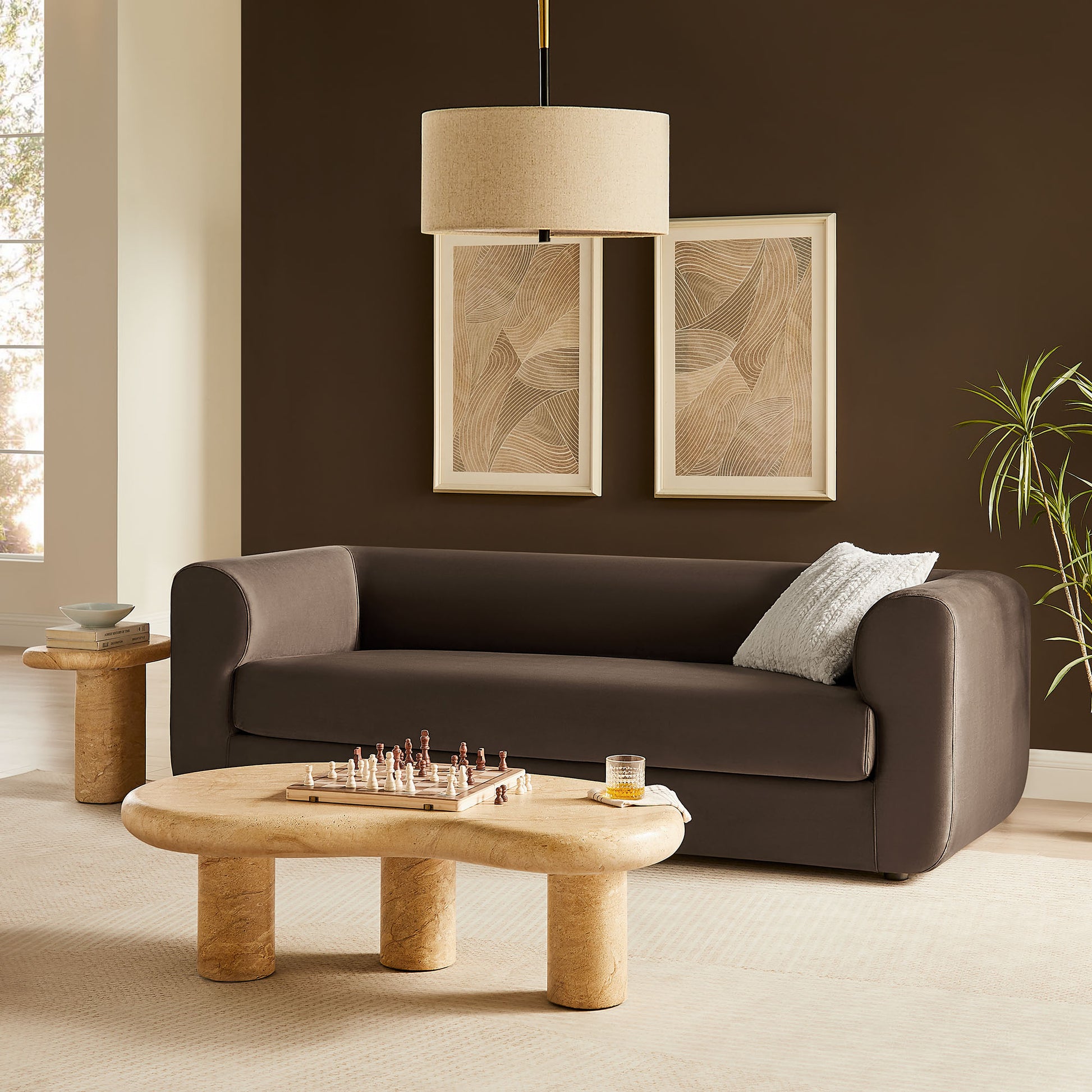 Leif 89" Performance Velvet Upholstered sofá