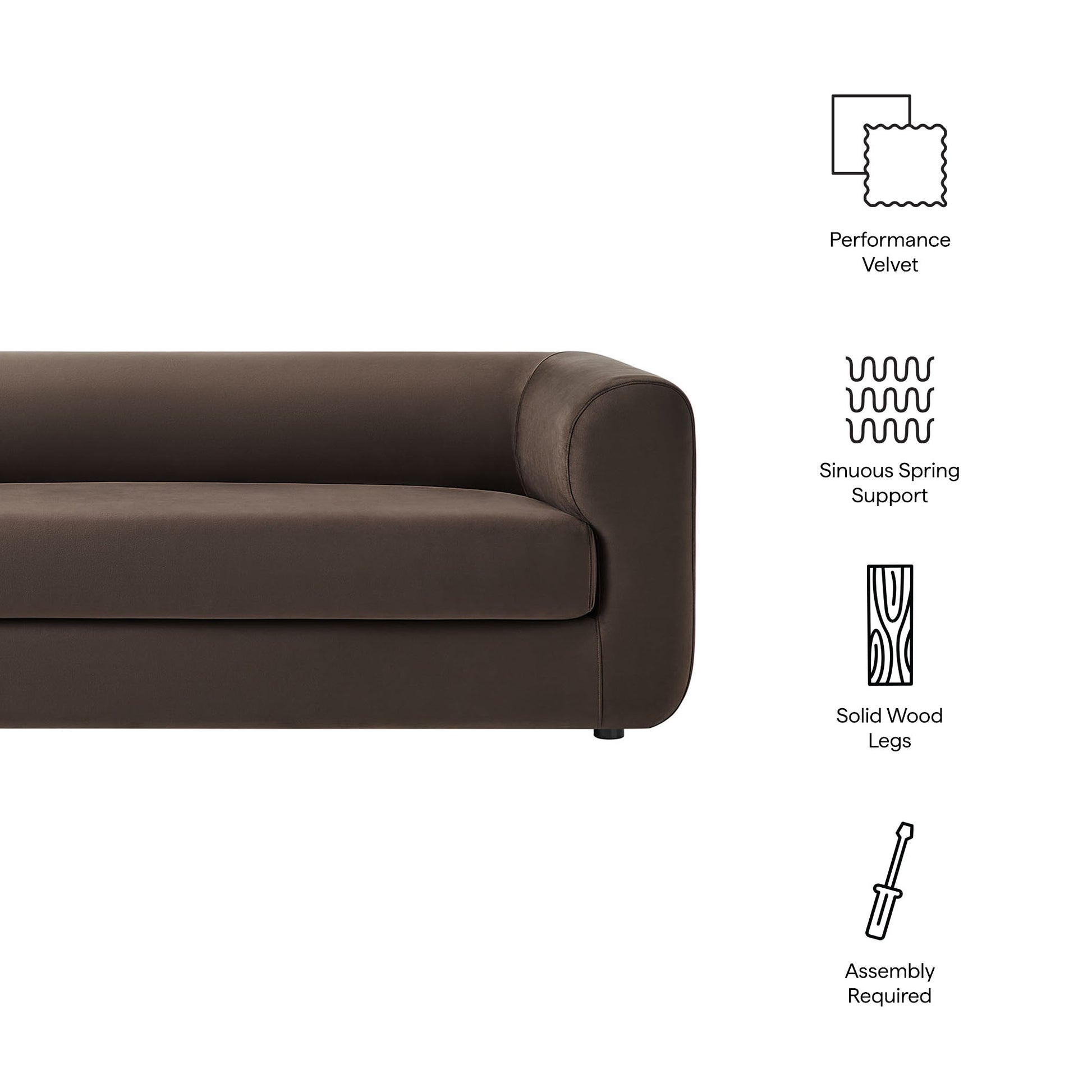 Leif 89" Performance Velvet Upholstered sofá
