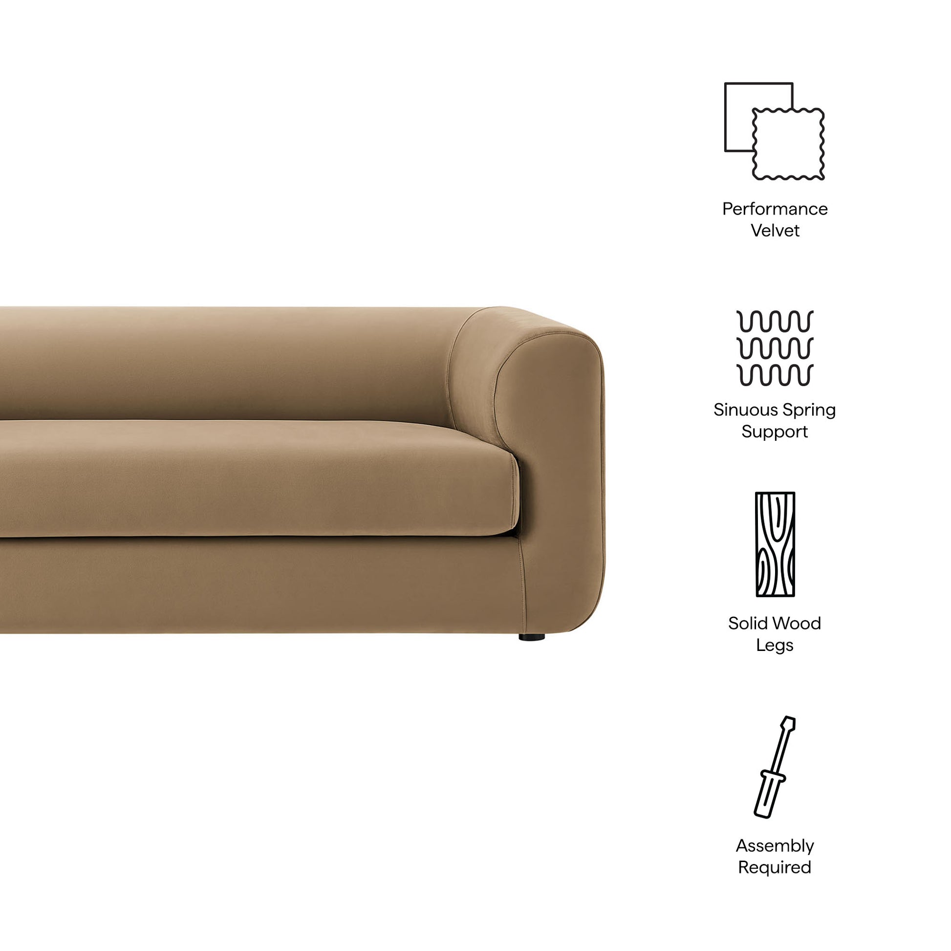 Leif 89" Performance Velvet Upholstered sofá