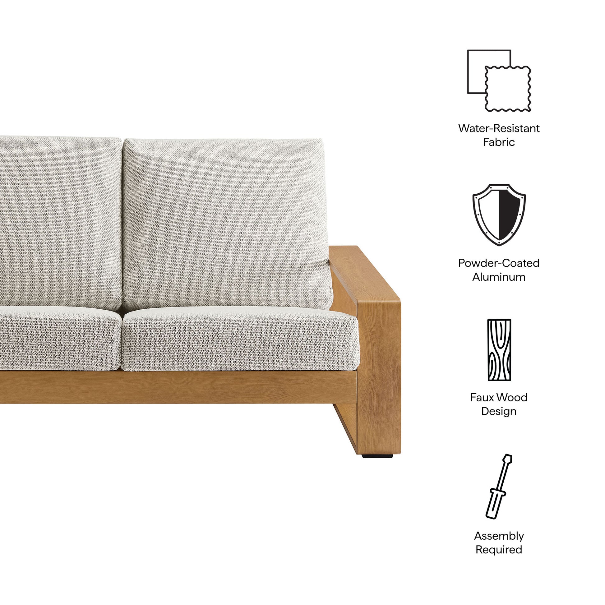 Lirienne Outdoor Patio Aluminum Faux Wood loveseat