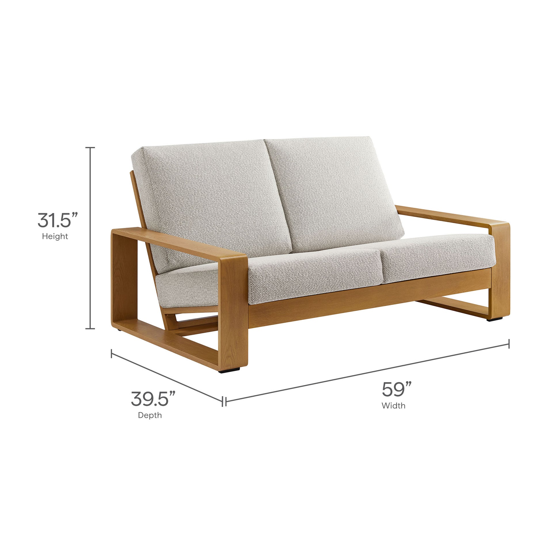 Lirienne Outdoor Patio Aluminum Faux Wood loveseat