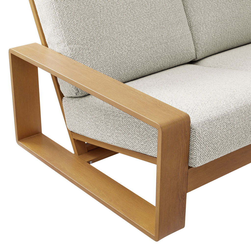 Lirienne Outdoor Patio Aluminum Faux Wood sofá