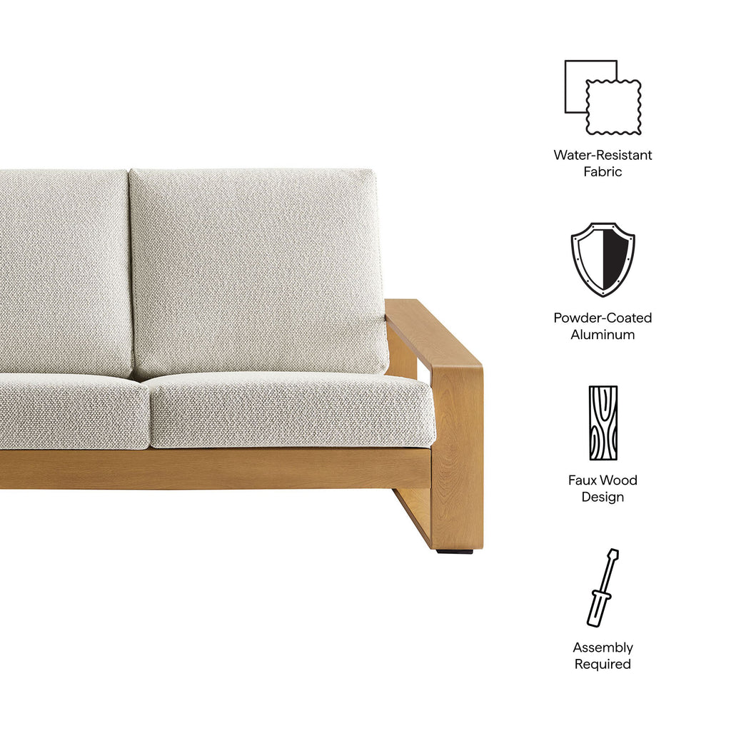 Lirienne Outdoor Patio Aluminum Faux Wood sofá