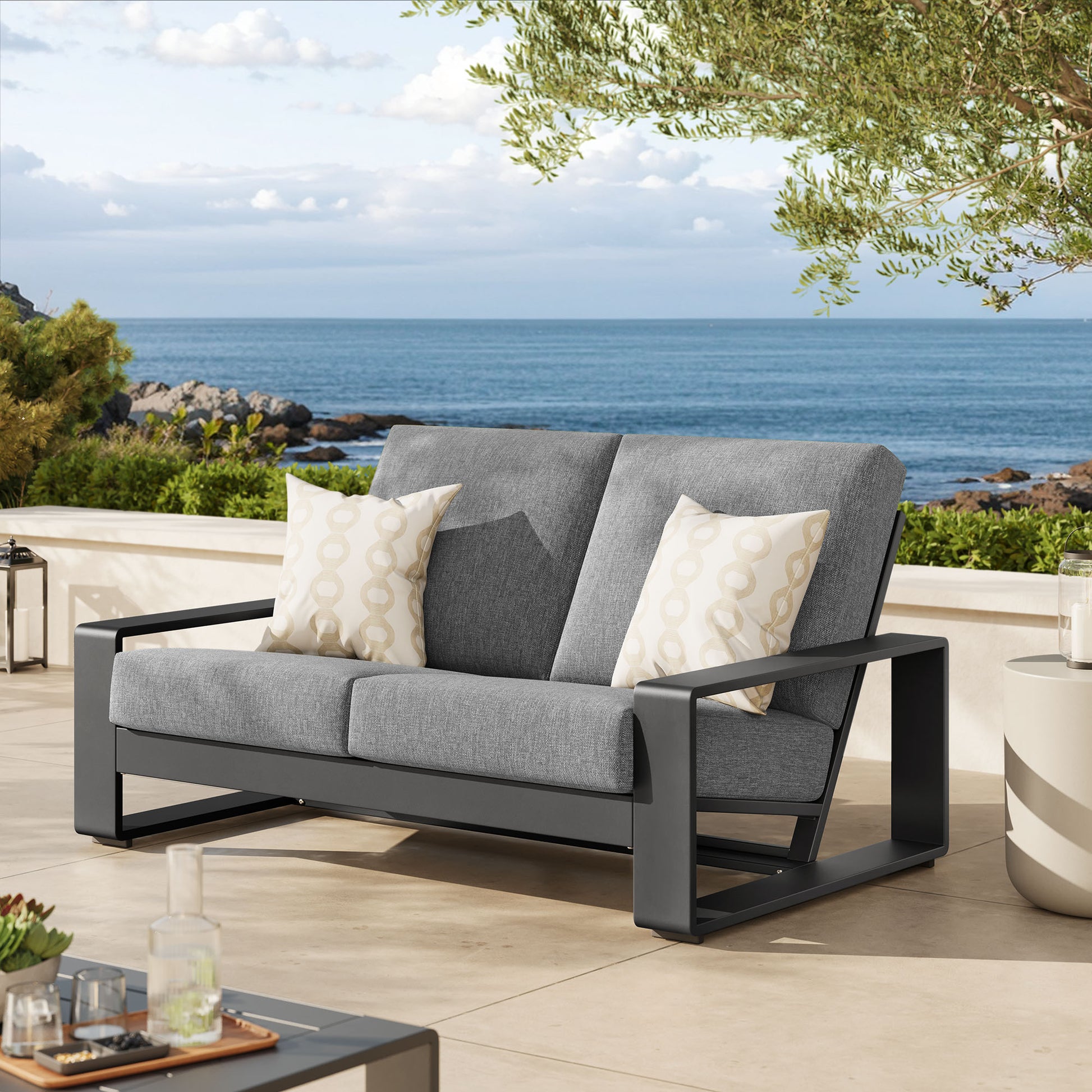 Lirienne Outdoor Patio Aluminum loveseat