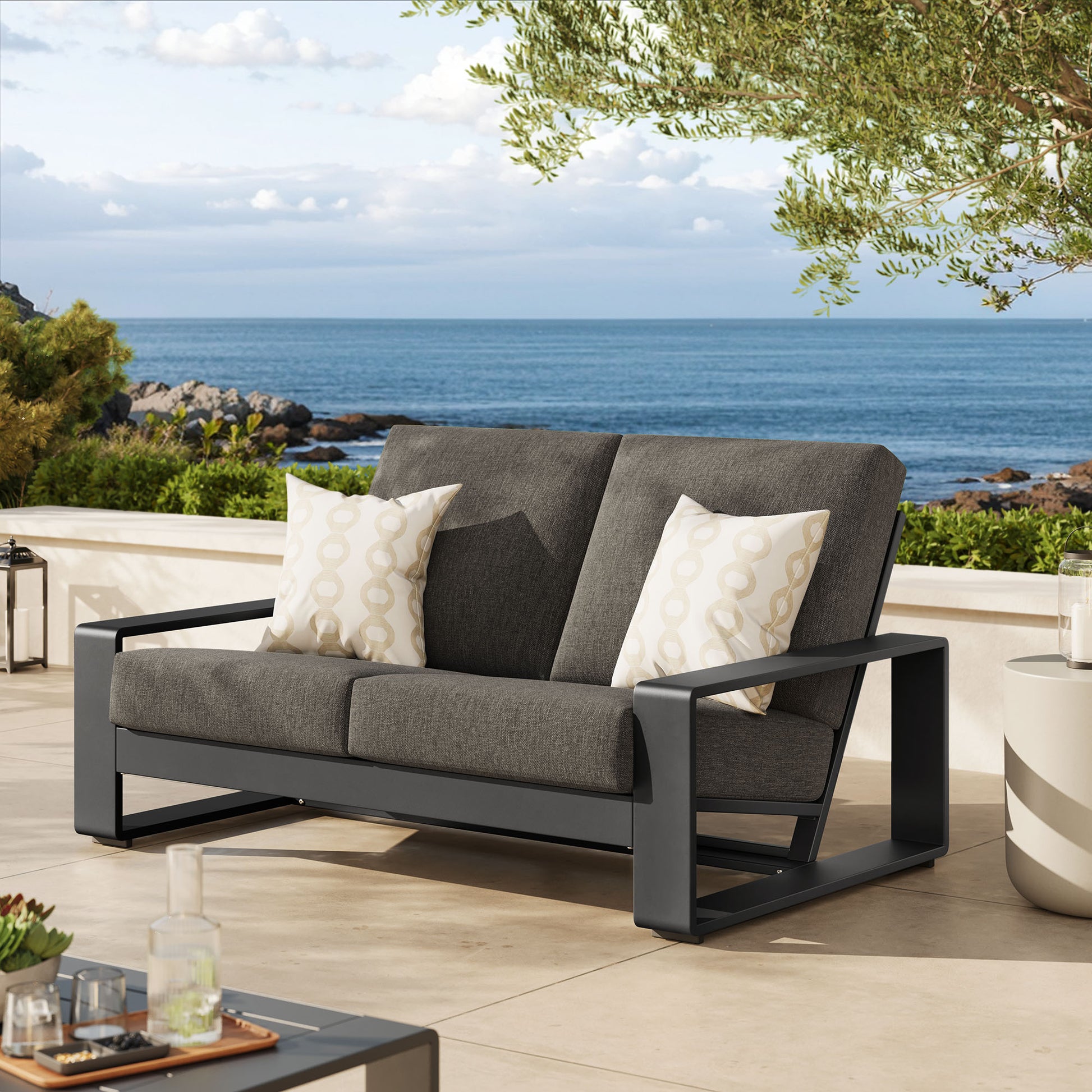 Lirienne Outdoor Patio Aluminum loveseat