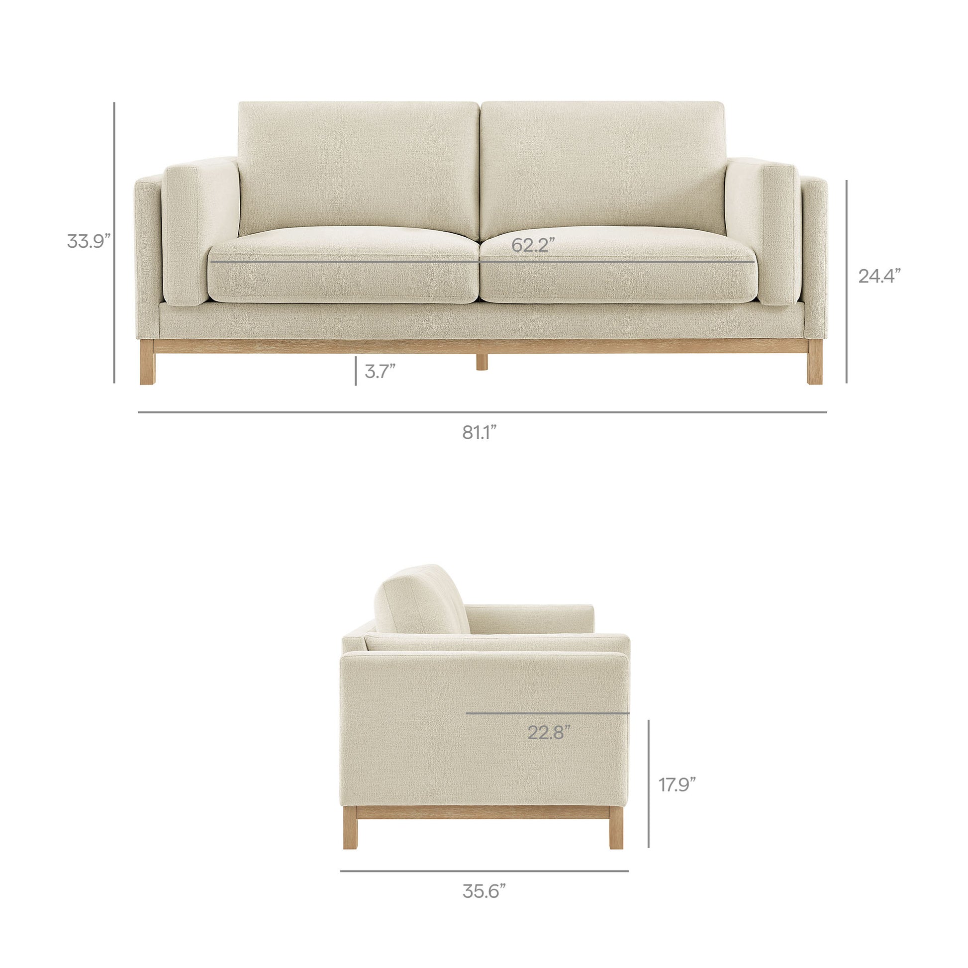 Roscoe 81 inch Fabric sofá