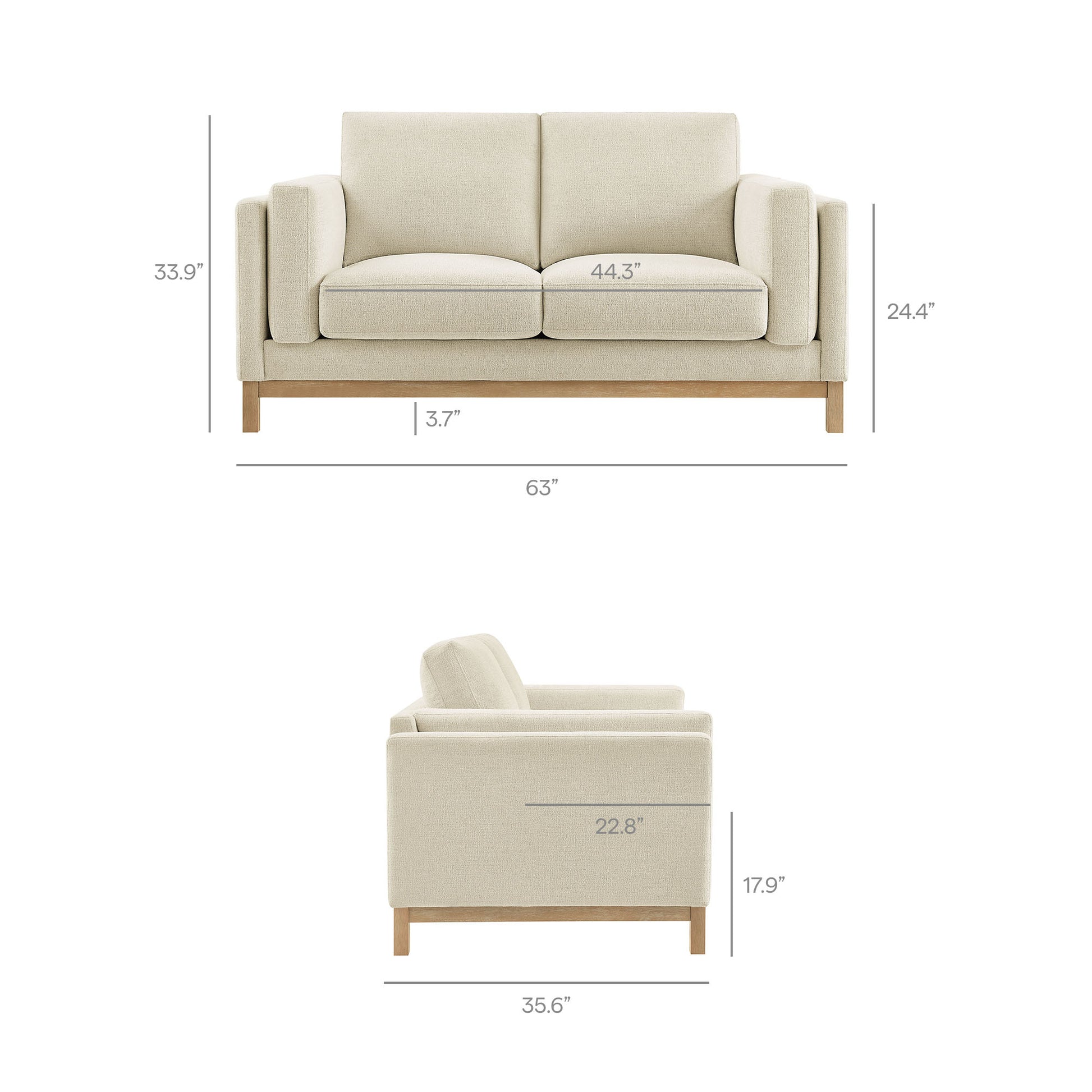 Roscoe 63 inch Fabric loveseat