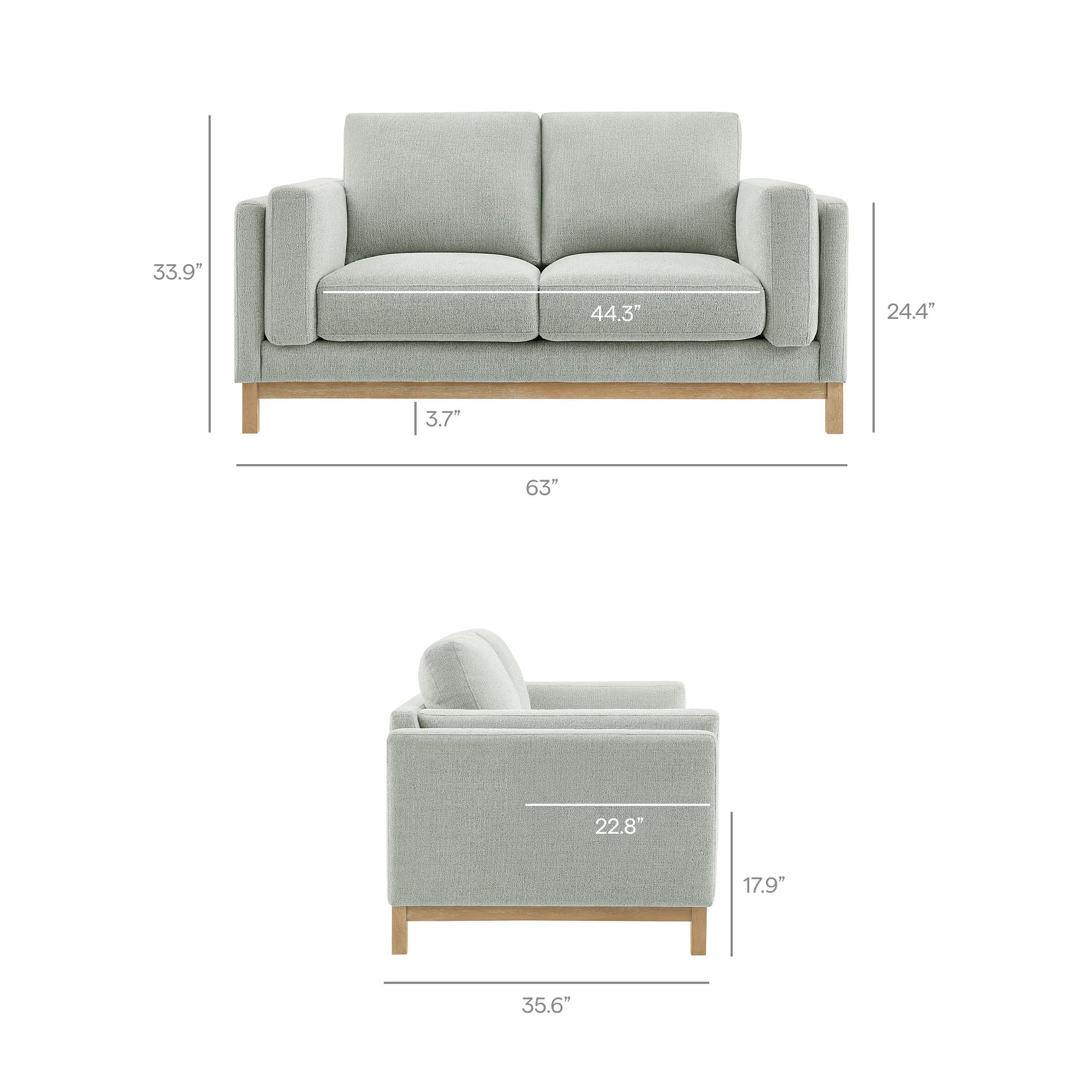 Roscoe 63 inch Fabric loveseat