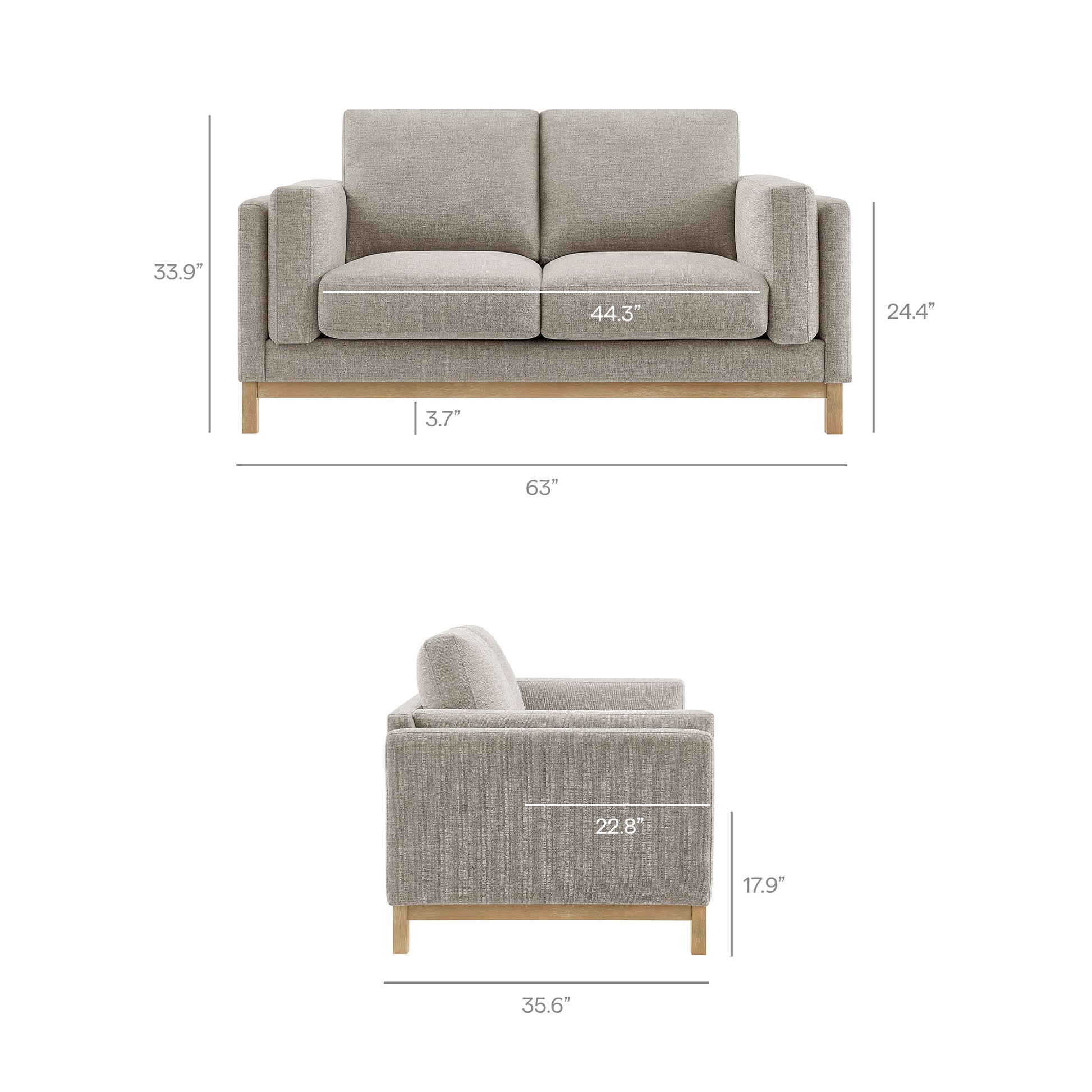 Roscoe 63 inch Fabric loveseat