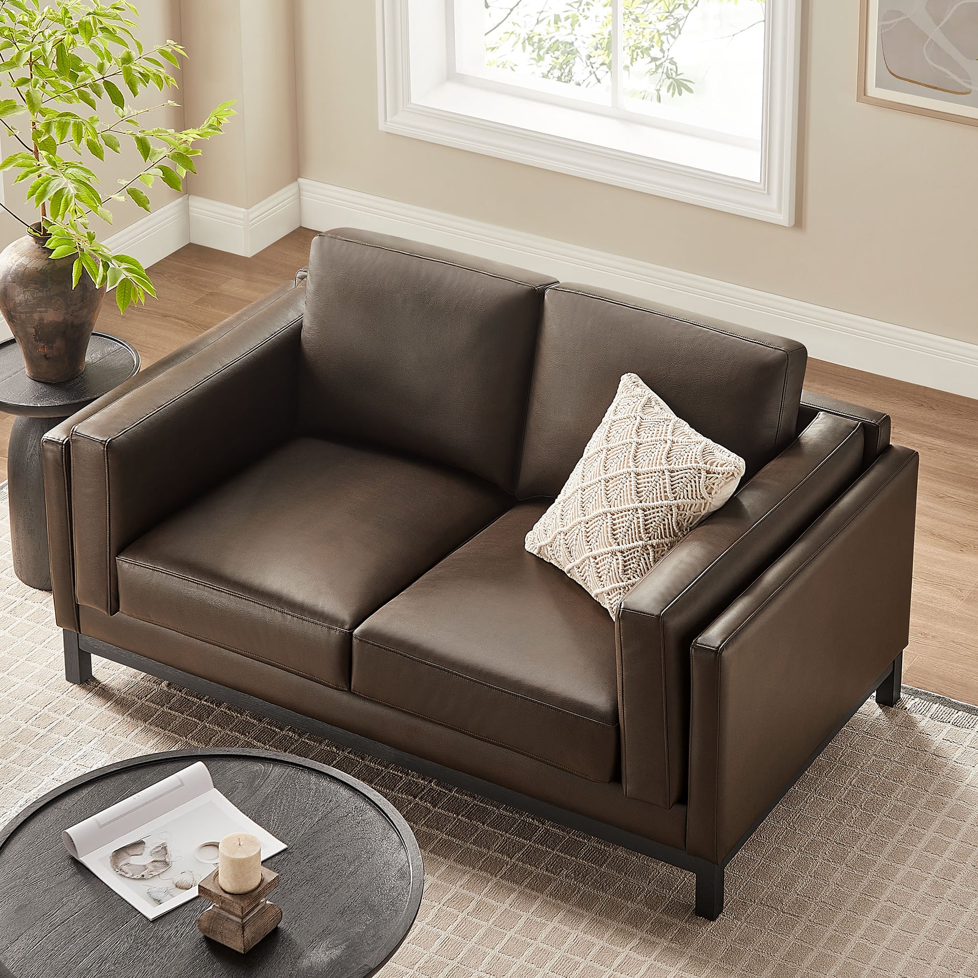 Roscoe 63 inch Vegan Leather loveseat