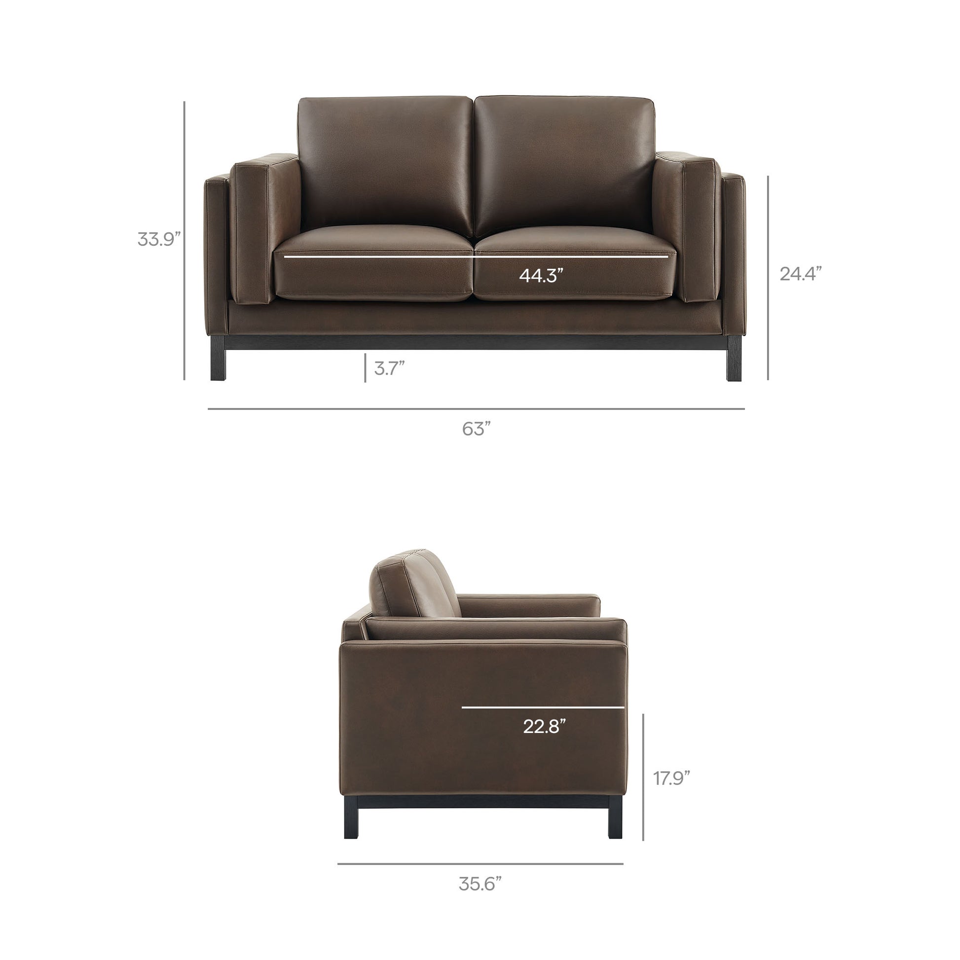 Roscoe 63 inch Vegan Leather loveseat