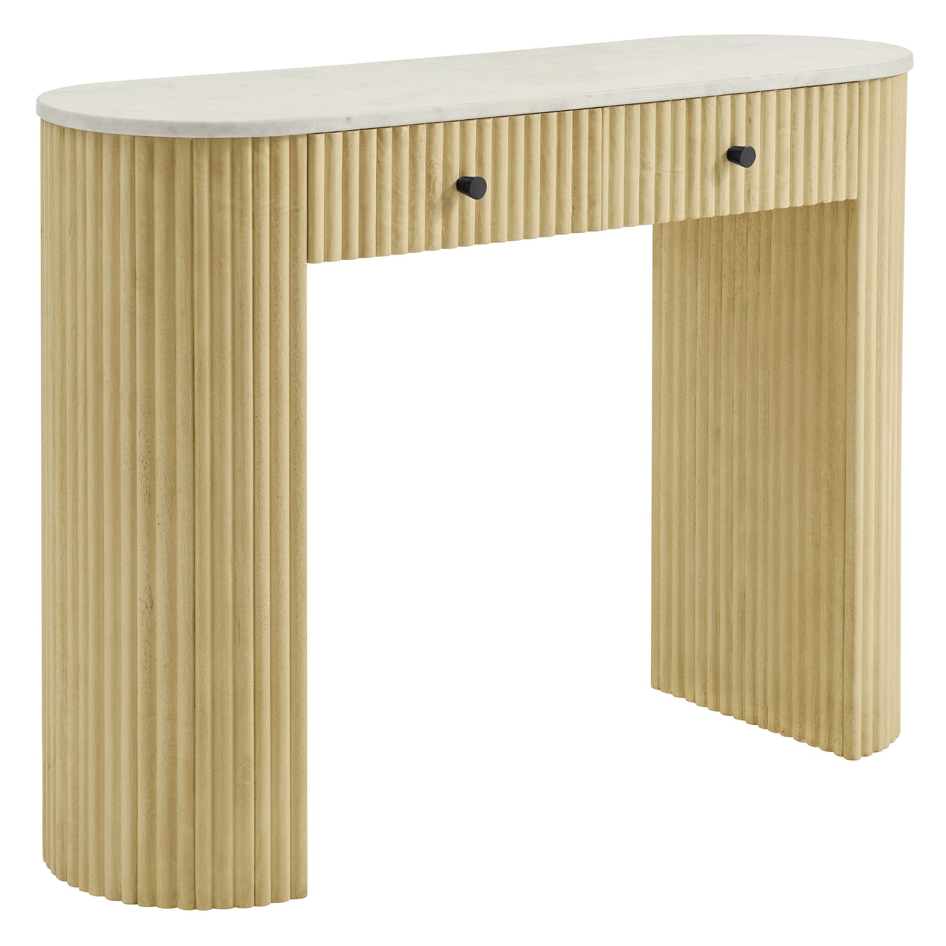 Caldera 42" Curved Solid Wood and Marble Console mesa