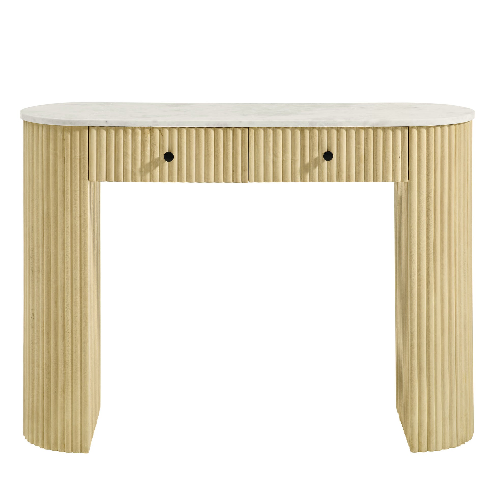 Caldera 42" Curved Solid Wood and Marble Console mesa