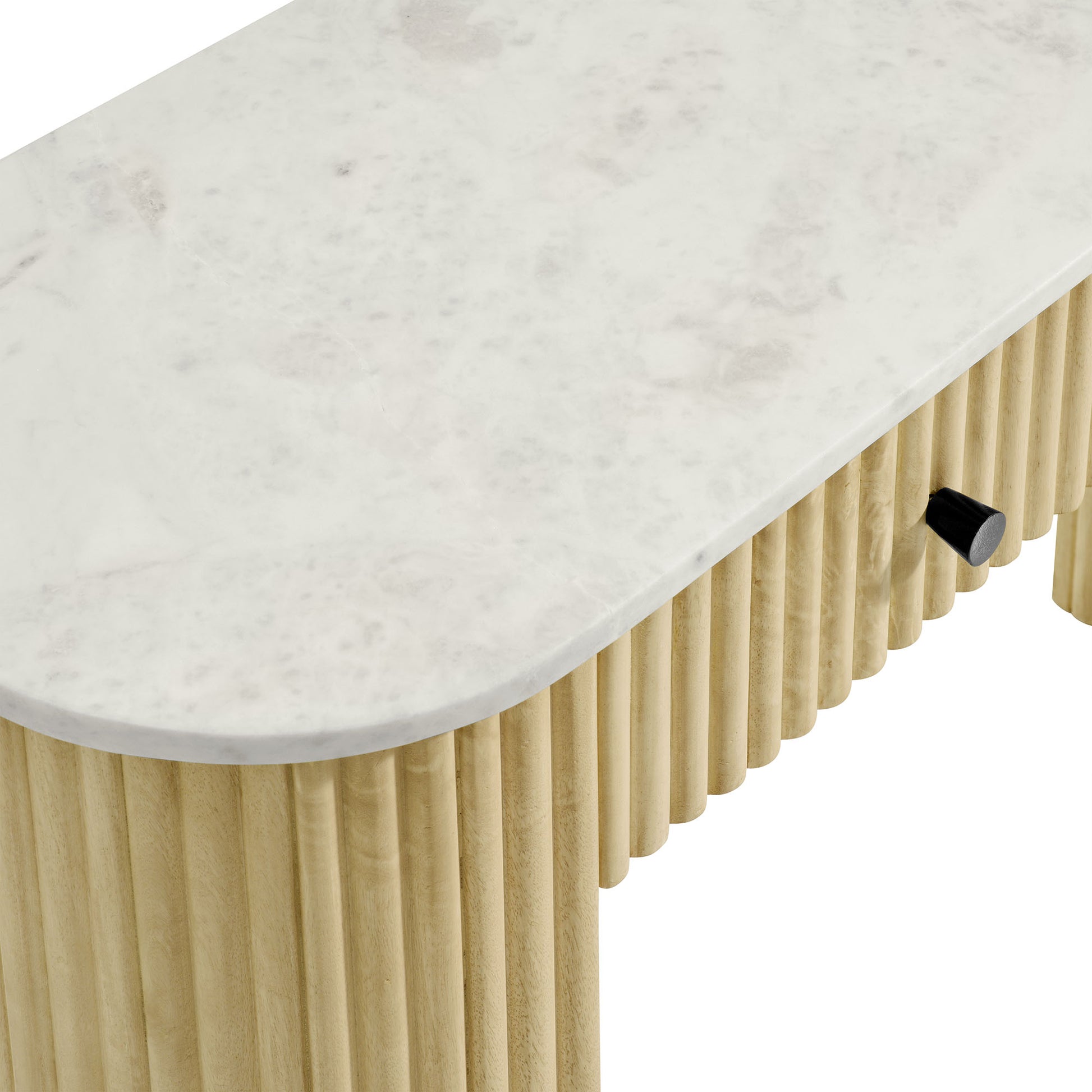 Caldera 42" Curved Solid Wood and Marble Console mesa