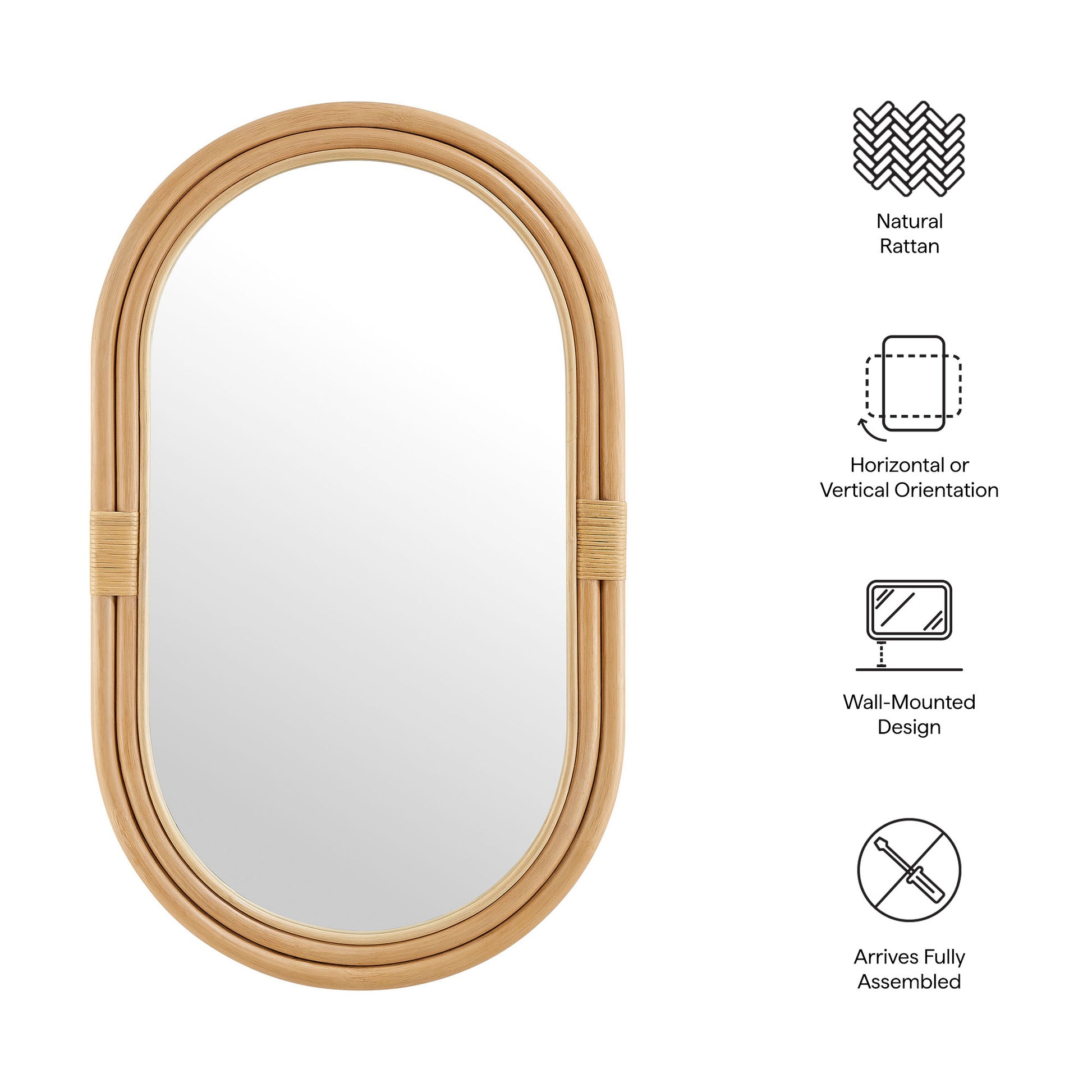 Corsica Oval Rattan Wall Mirror