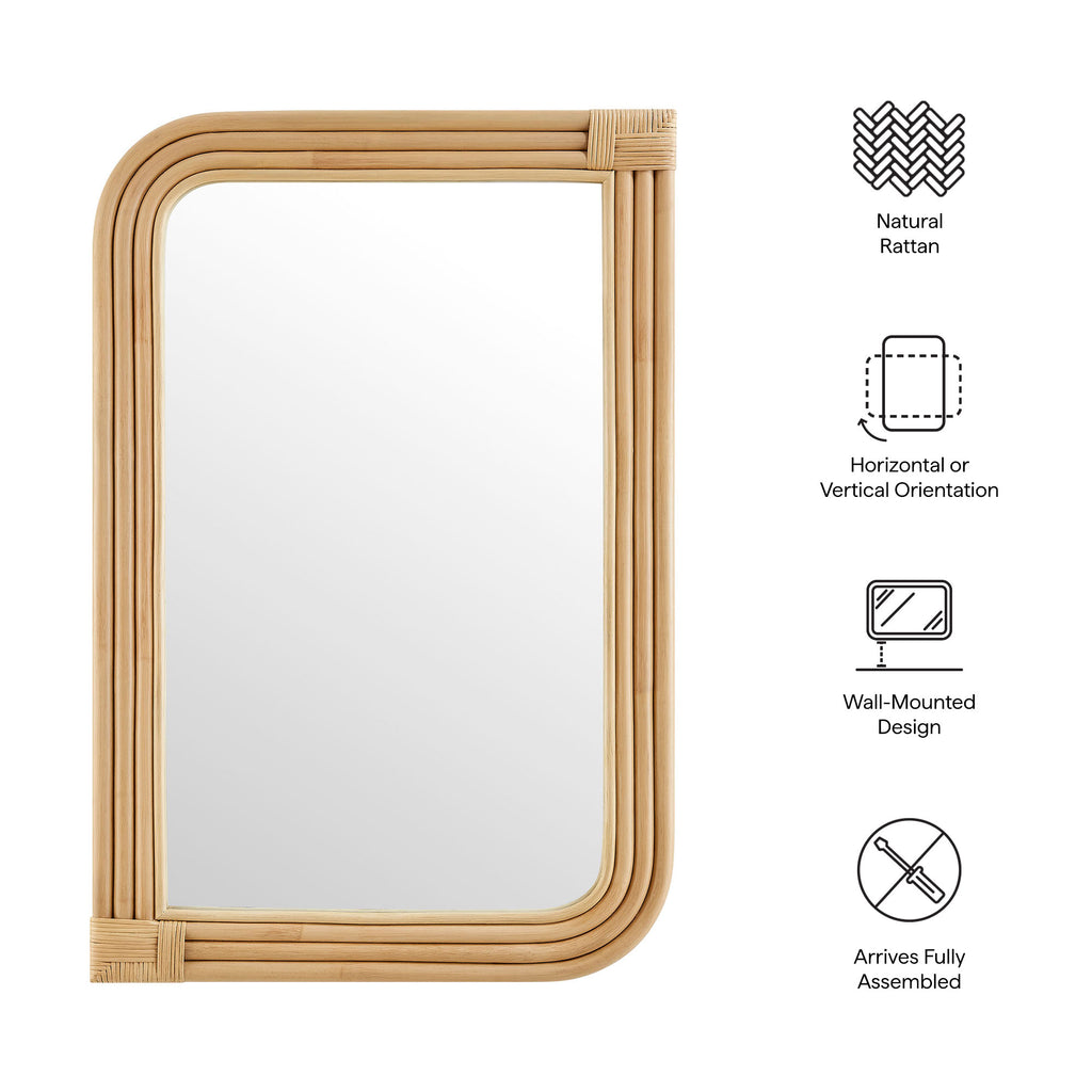 Corsica Curved Rectangle Rattan Wall Mirror